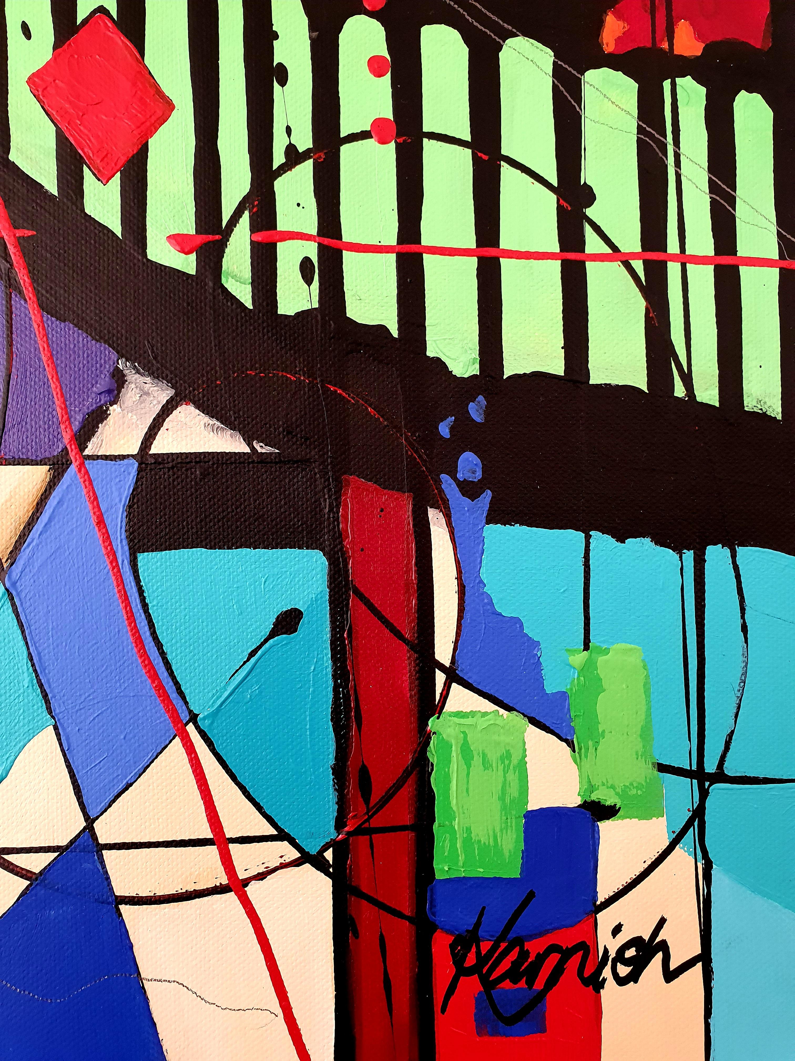 Courage - Abstract, Nature, Rhino, Colorful, Painting, Contemporary, Landscape For Sale 1