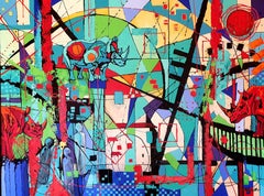 Courage - Abstract, Nature, Rhino, Colorful, Painting, Contemporary, Landscape