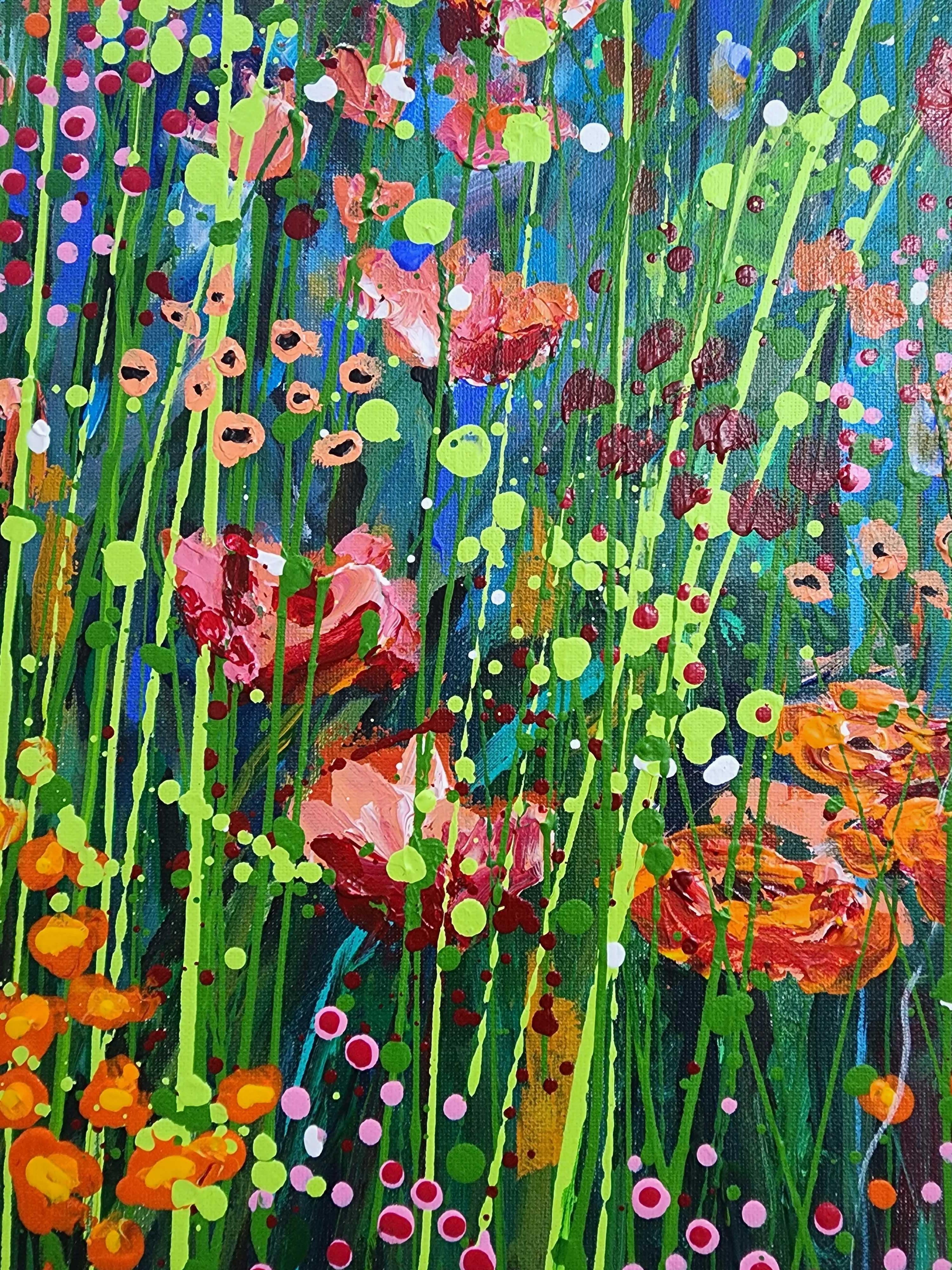 Enchanted - Floral Fantasy Nature Flowers Investment Landscape Mother Earth Joy - Expressionnisme abstrait Painting par Karnish Art