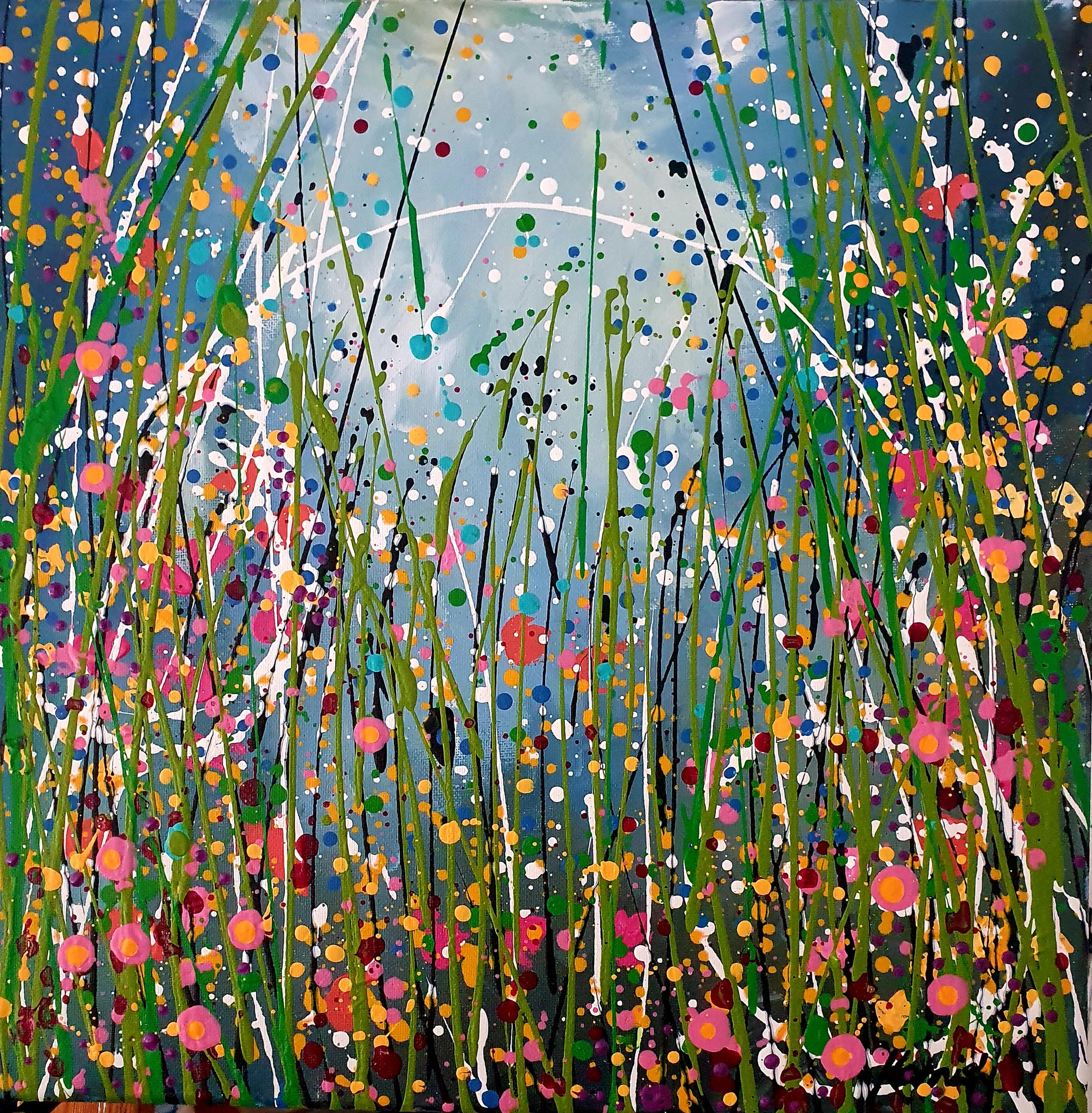 Karnish Art Abstract Painting - Enchanted - Gateway of Beingness - Floral Celebration Focal point Joy Meadow 
