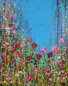 Enchanted - Meadow of Abundance and Stillness - In Pink Floral Flowers Abstract (Enchanté - Prairie de l'abondance et de la tranquillité - En rose, fleurs abstraites) 