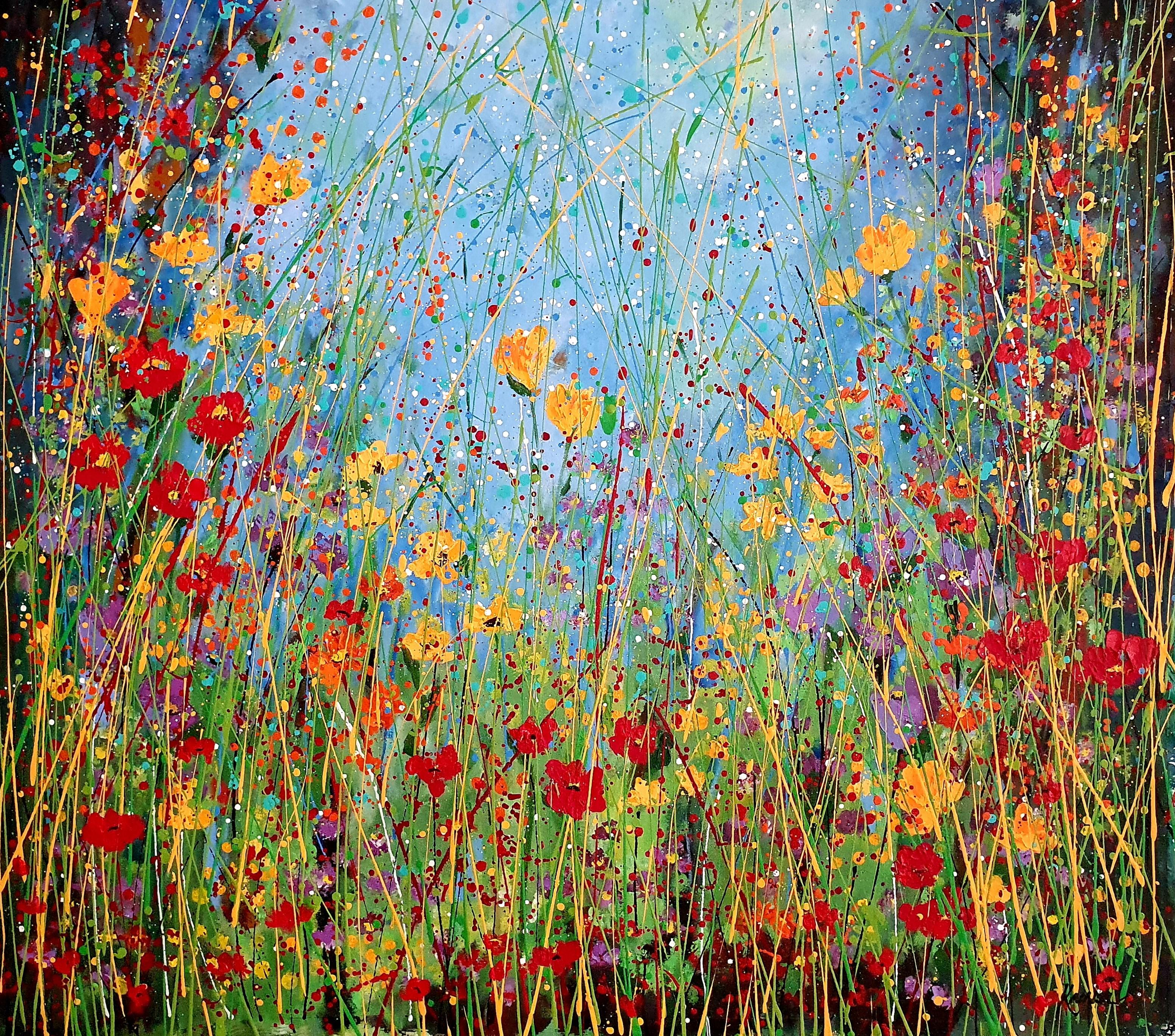 Karnish Art Abstract Painting - Enchanted - Quietude - Floral Color Joy Meadow Flowers Stillness Peace Flowers