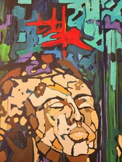 Enigma: Large Portrait Painting on Canvas, Vibrant Abstract Nature Scene