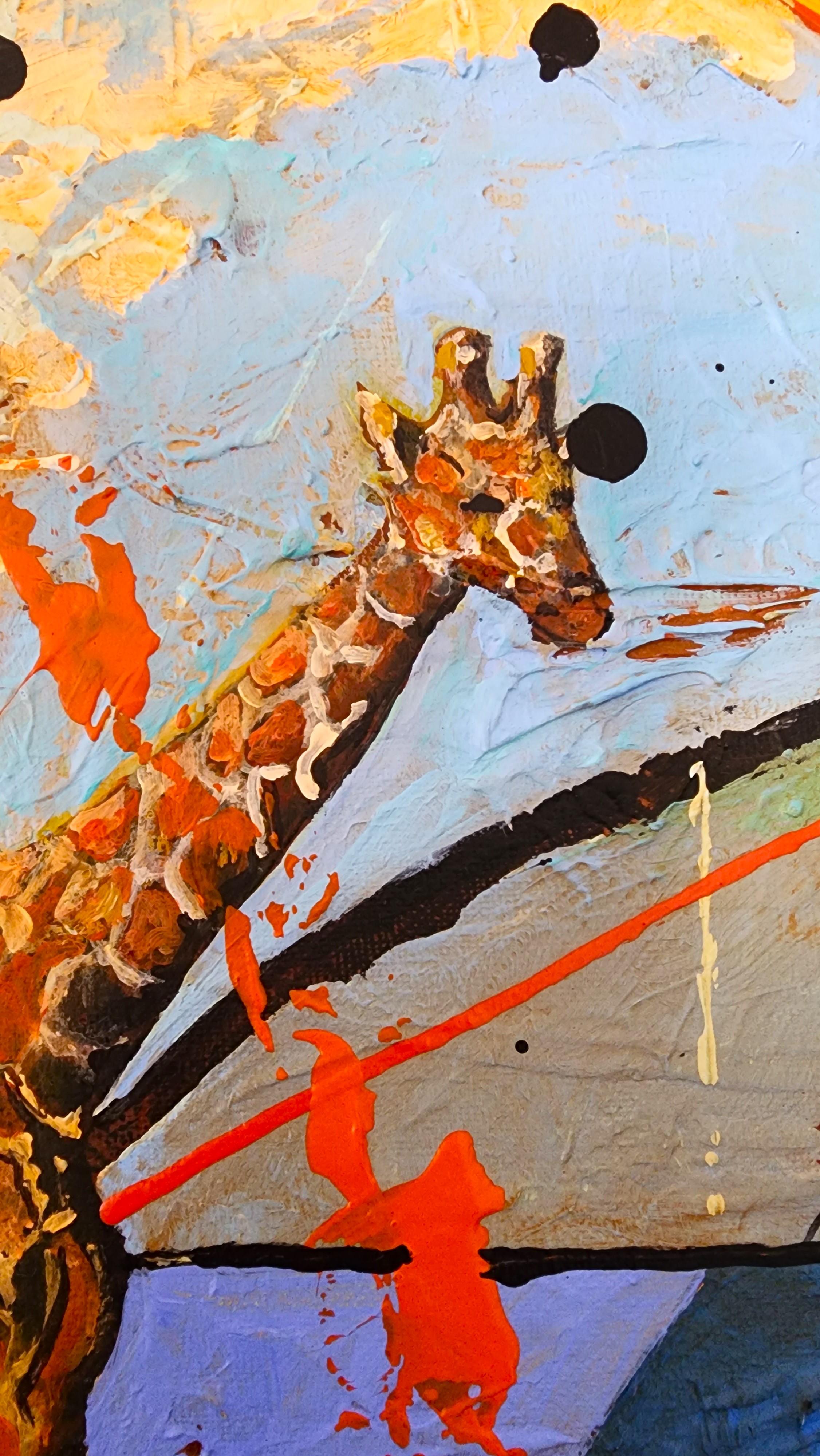 Epitome - Giraffe Africa Colorful Striking Abstract Nature Investment Bold Joy - Painting by Karnish Art