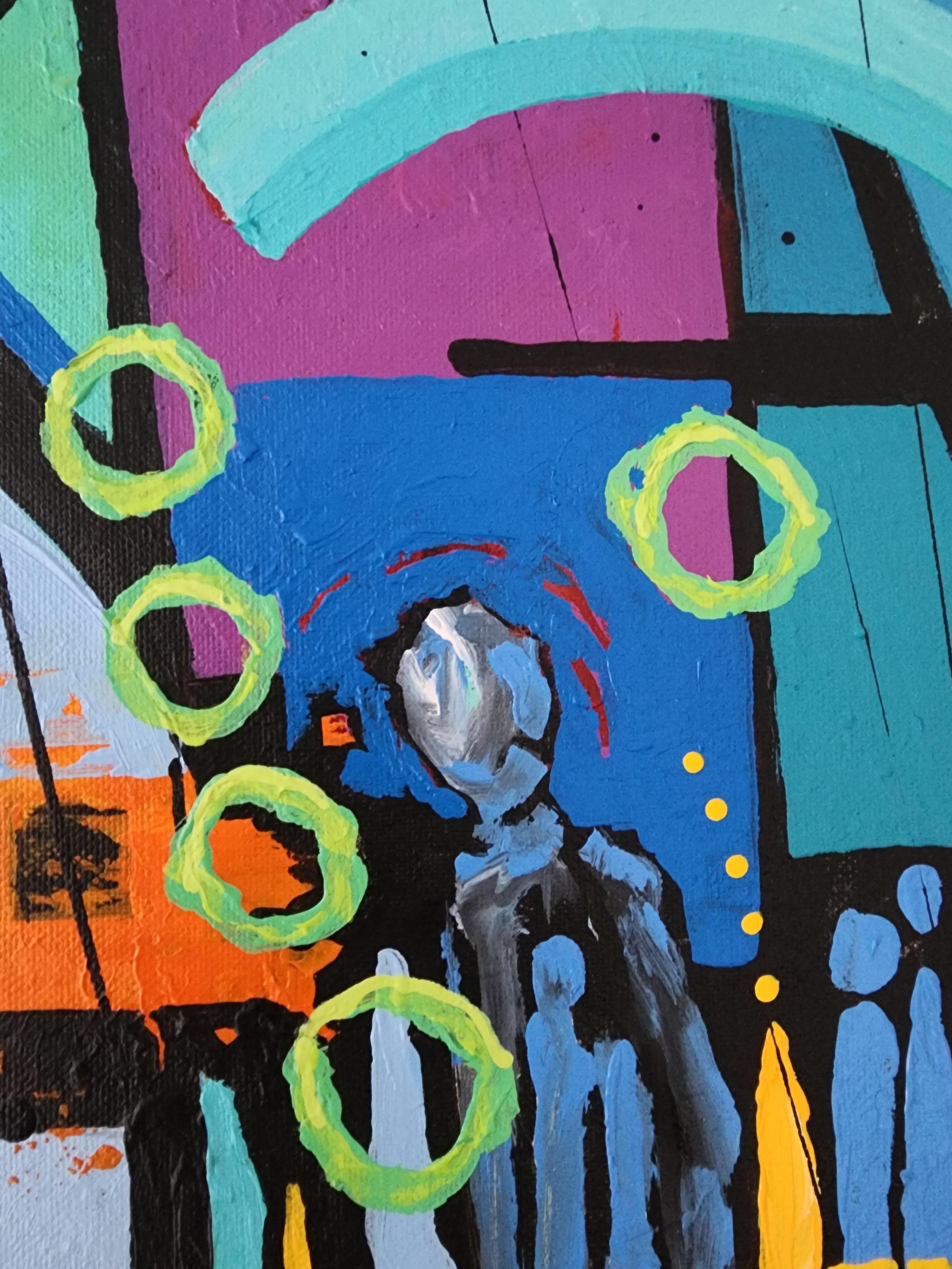Evanescence Painting Large Contemporary Bold Blue Statement Figurative Modern For Sale 7