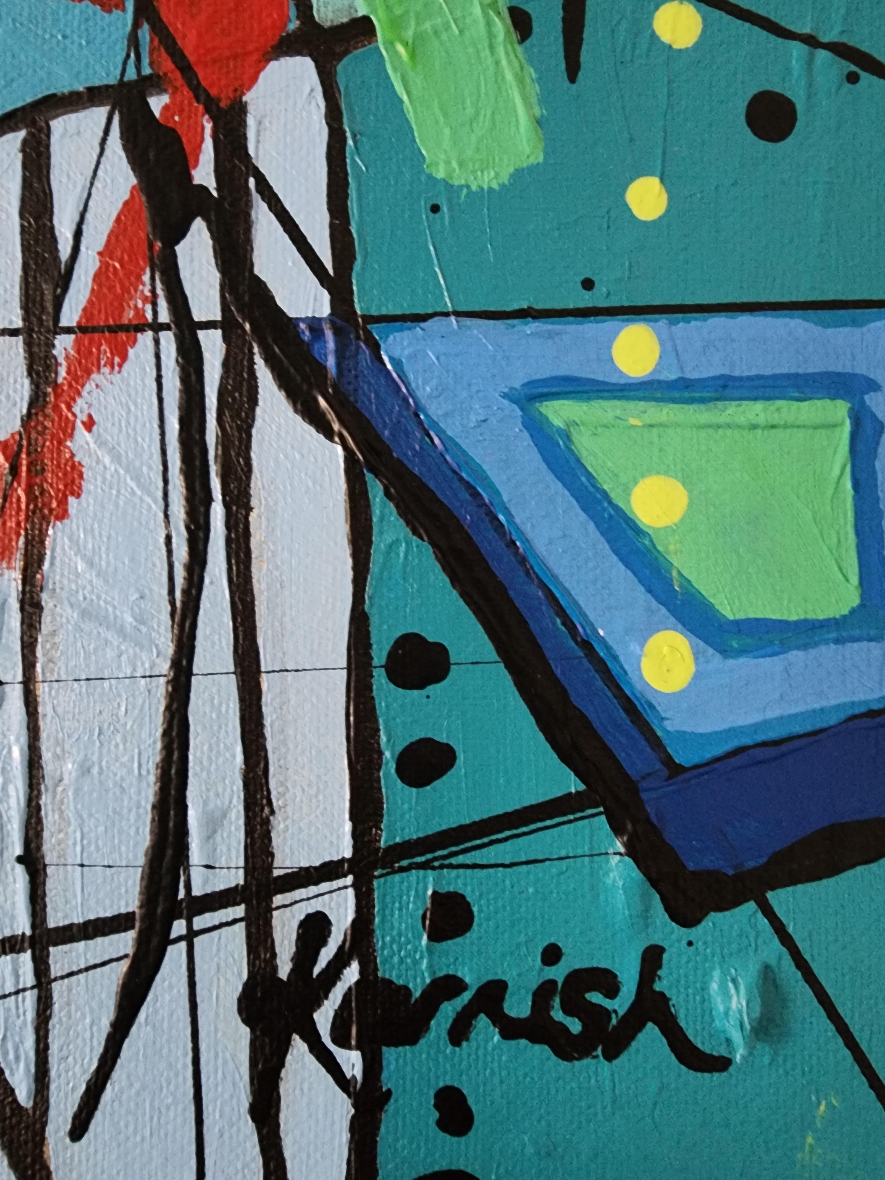 Evanescence Painting Large Contemporary Bold Blue Statement Figurative Modern For Sale 10