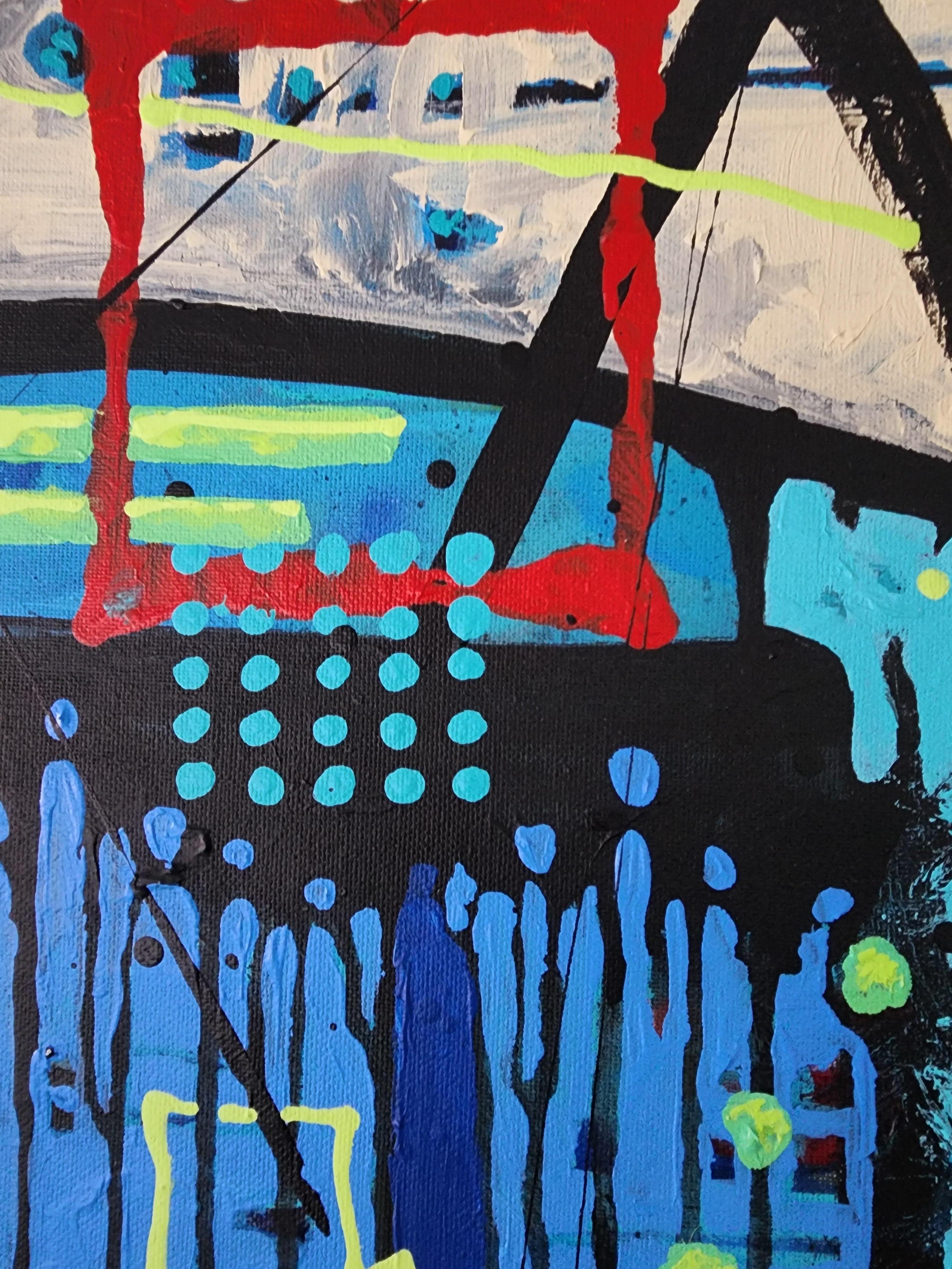 Evanescence Painting Large Contemporary Bold Blue Statement Figurative Modern For Sale 1