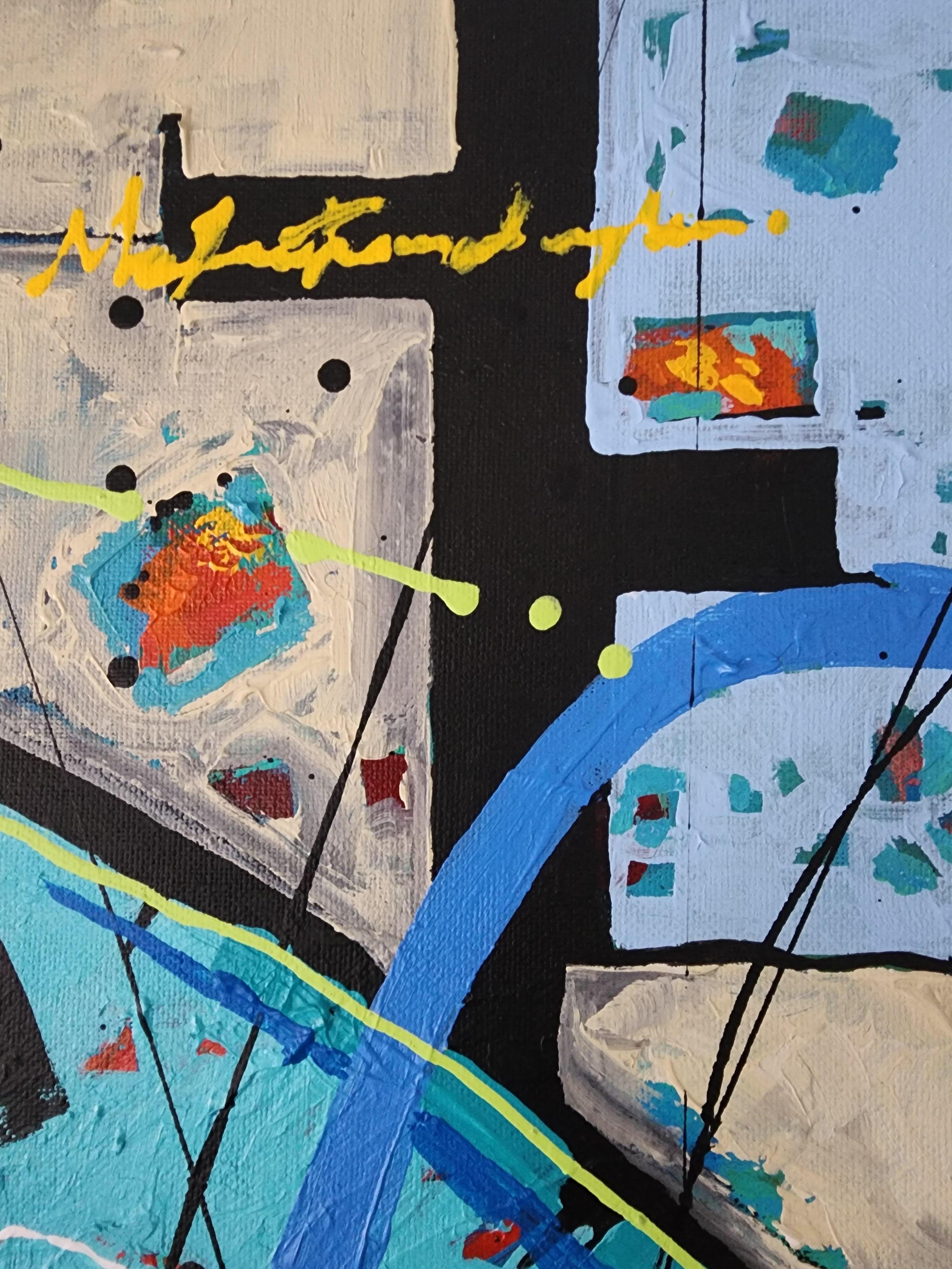 Evanescence Painting Large Contemporary Bold Blue Statement Figurative Modern For Sale 2