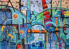 Evanescence Painting Large Contemporary Bold Blue Statement Figurative Modern