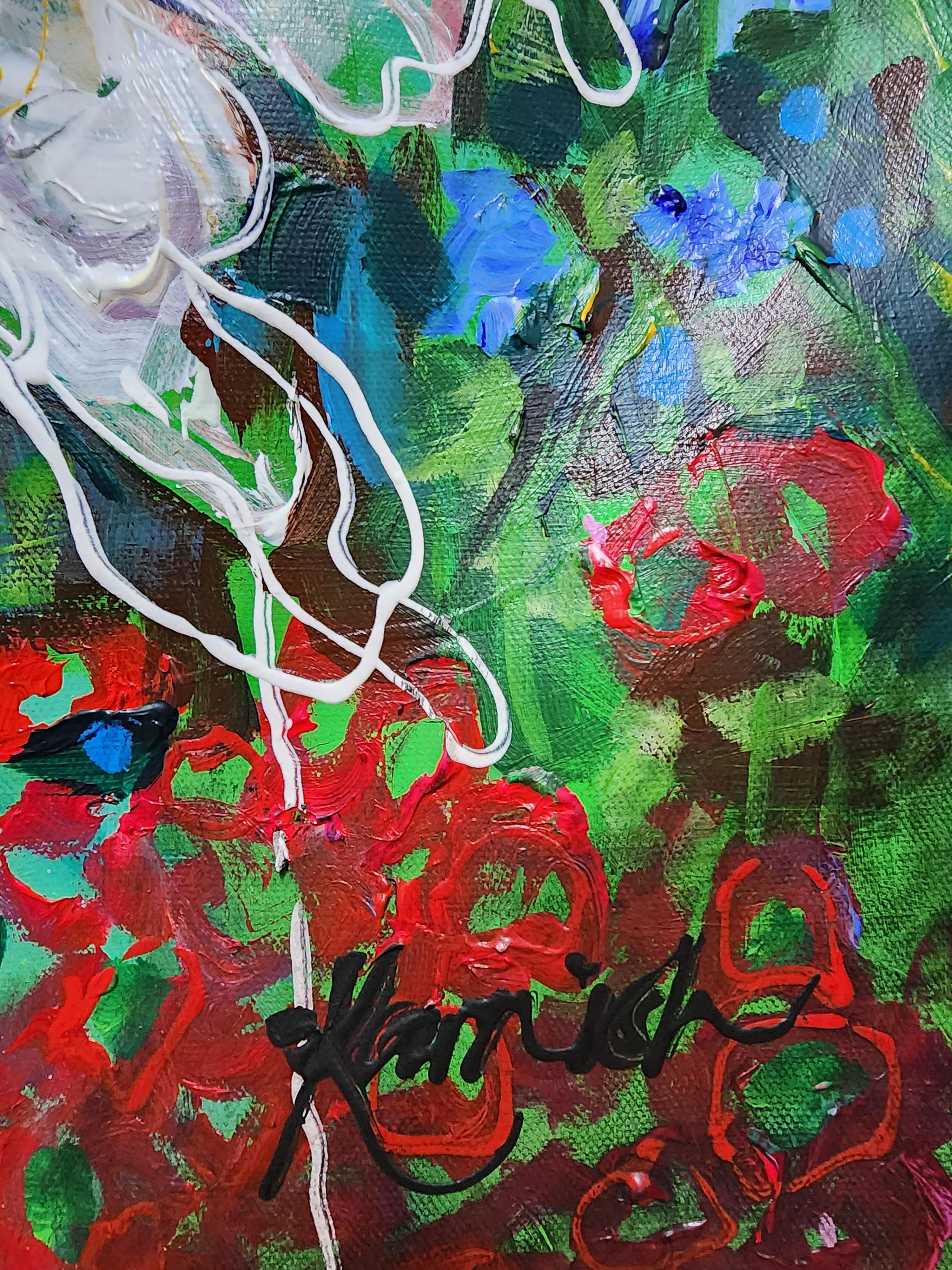 Pintura abstracta floral extragrande Magnífico flujo de flores abundantes en venta 6