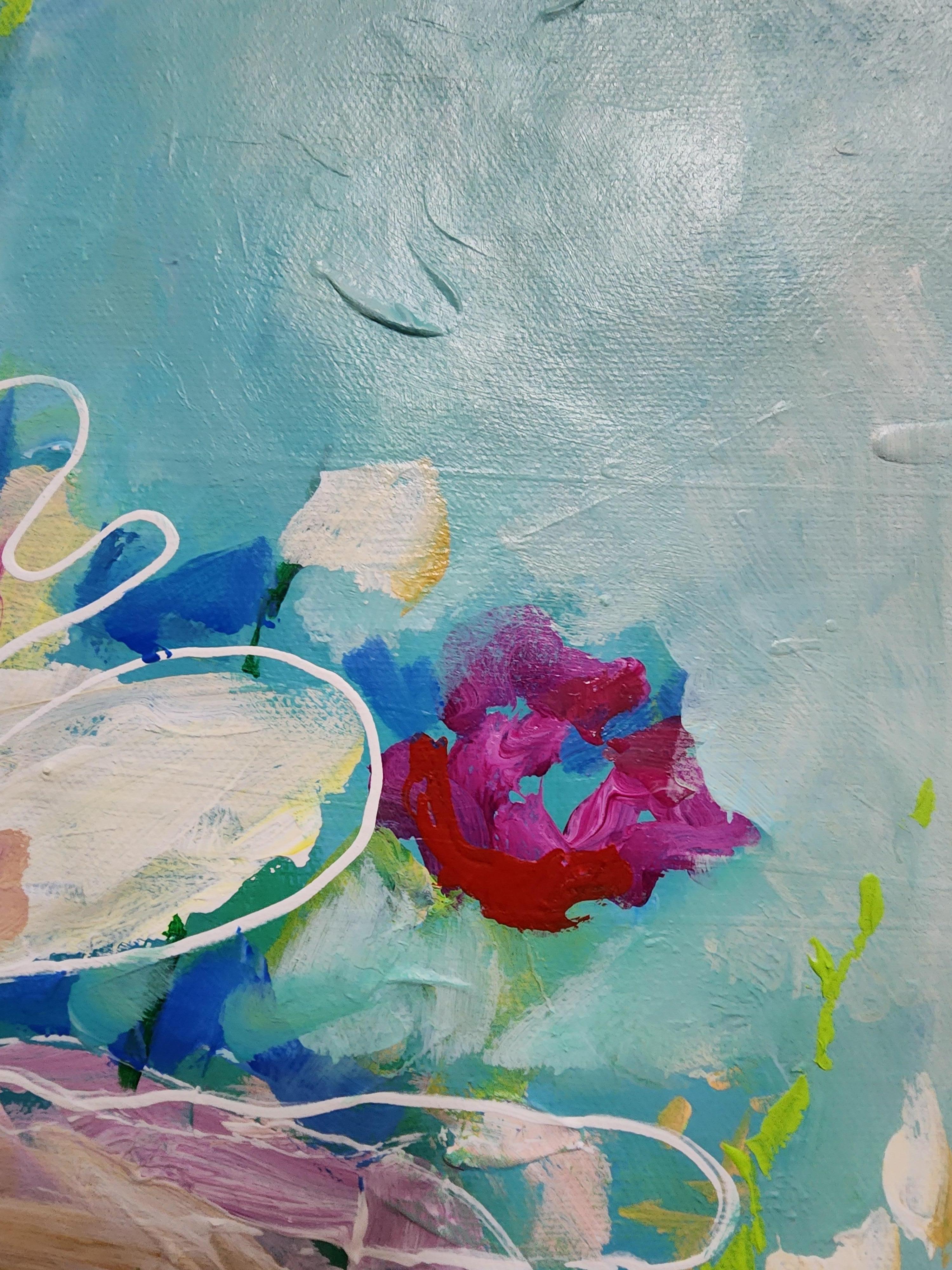 Pintura abstracta floral extragrande Magnífico flujo de flores abundantes en venta 9