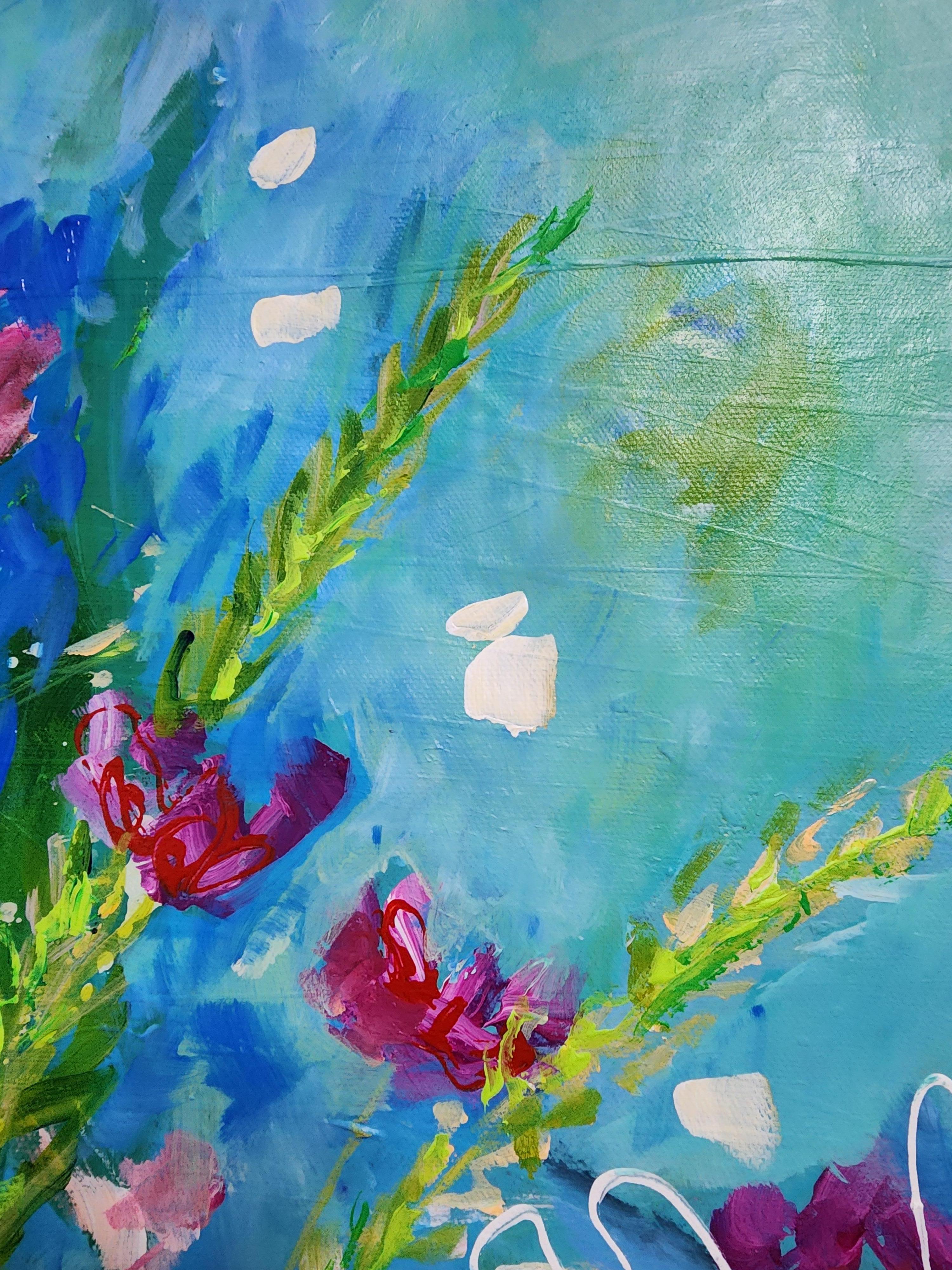 Pintura abstracta floral extragrande Magnífico flujo de flores abundantes en venta 10
