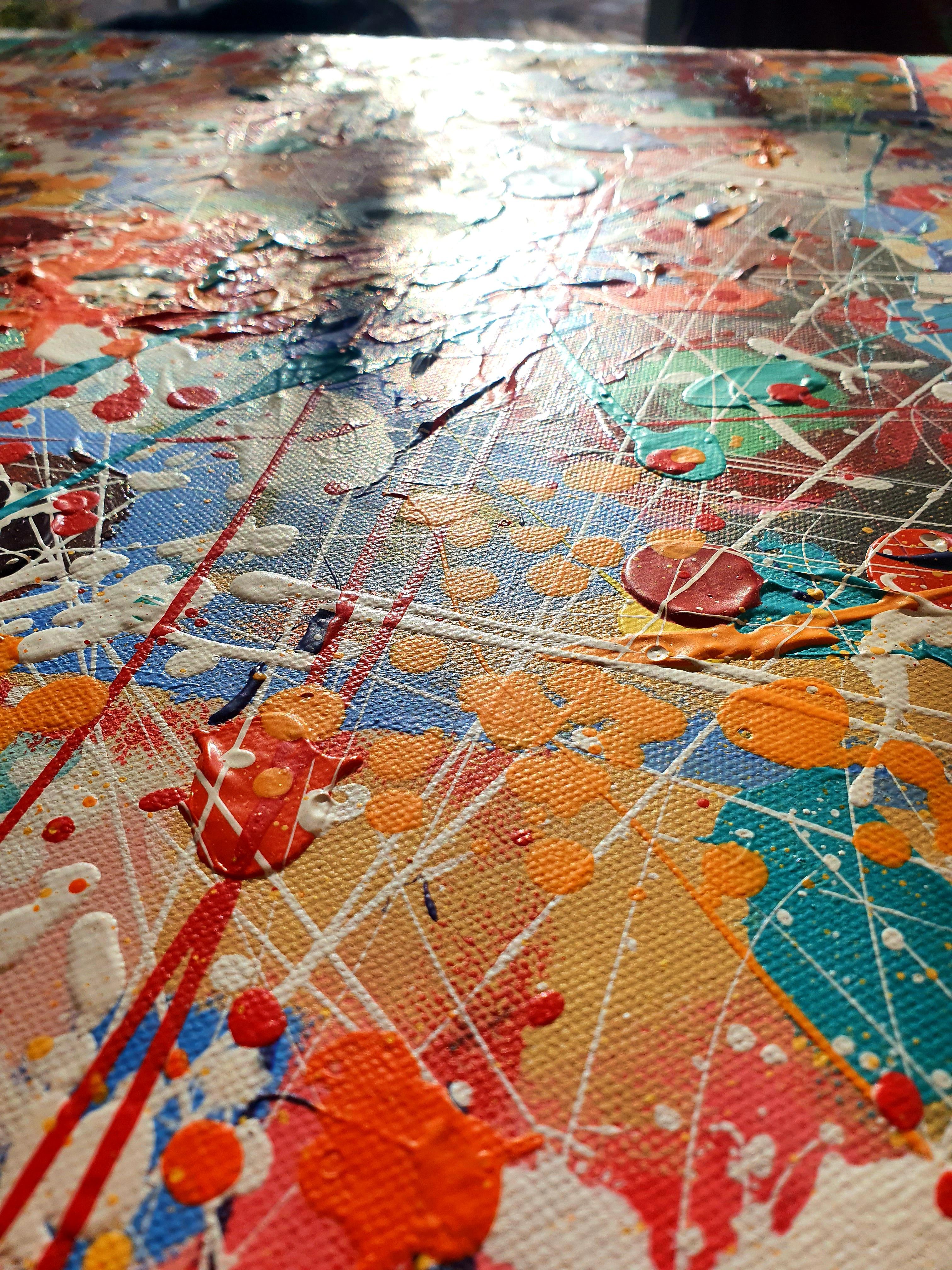 Festival della Gioia - Espressionismo astratto Delizia colorata Gioia Dichiarazione di texture - Abstract Painting Marrone di Karnish Art