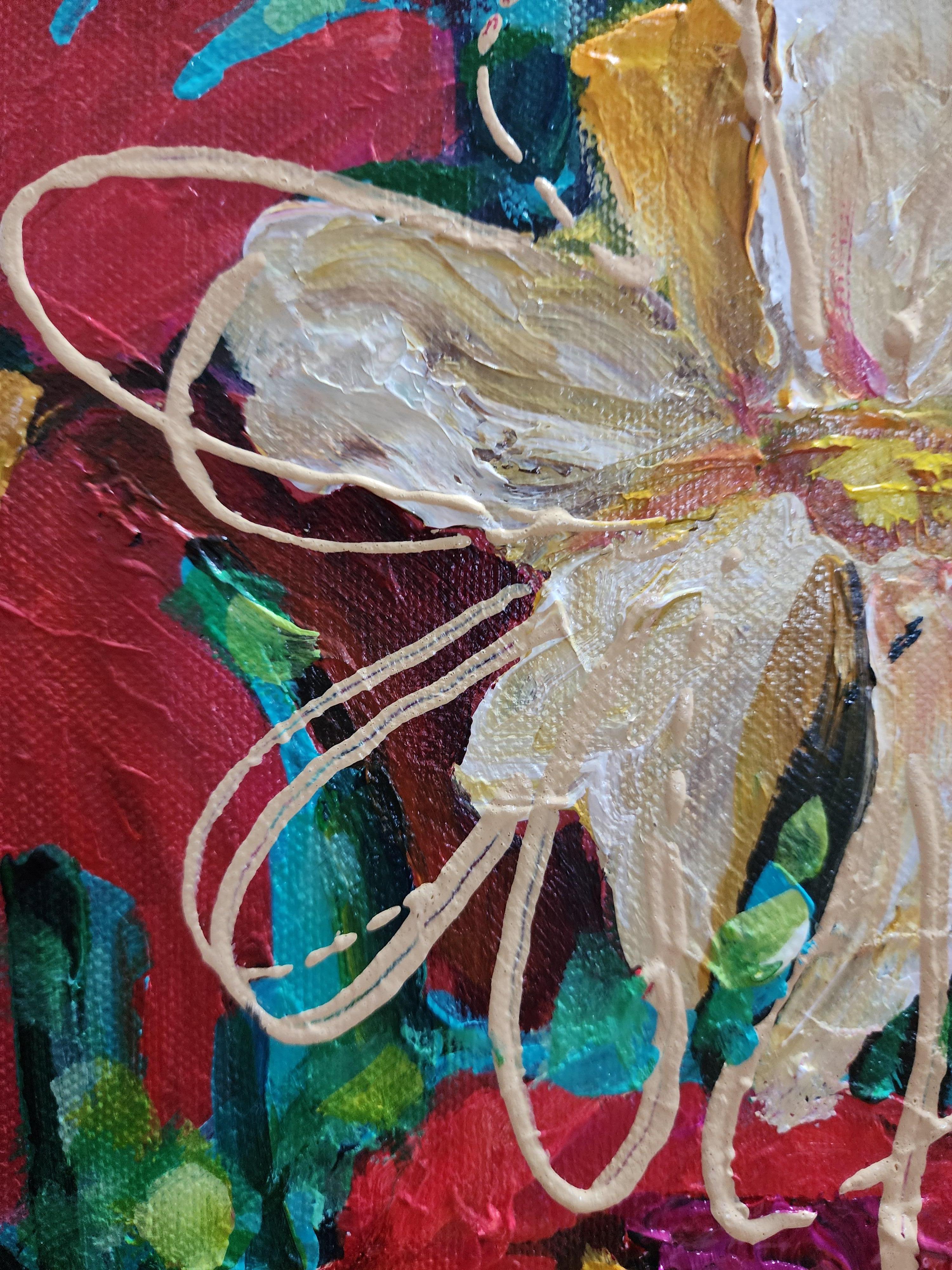 Floral abstrait Nature morte Peinture expressionniste contemporaine Investir Abondance - Expressionnisme abstrait Painting par Karnish Art
