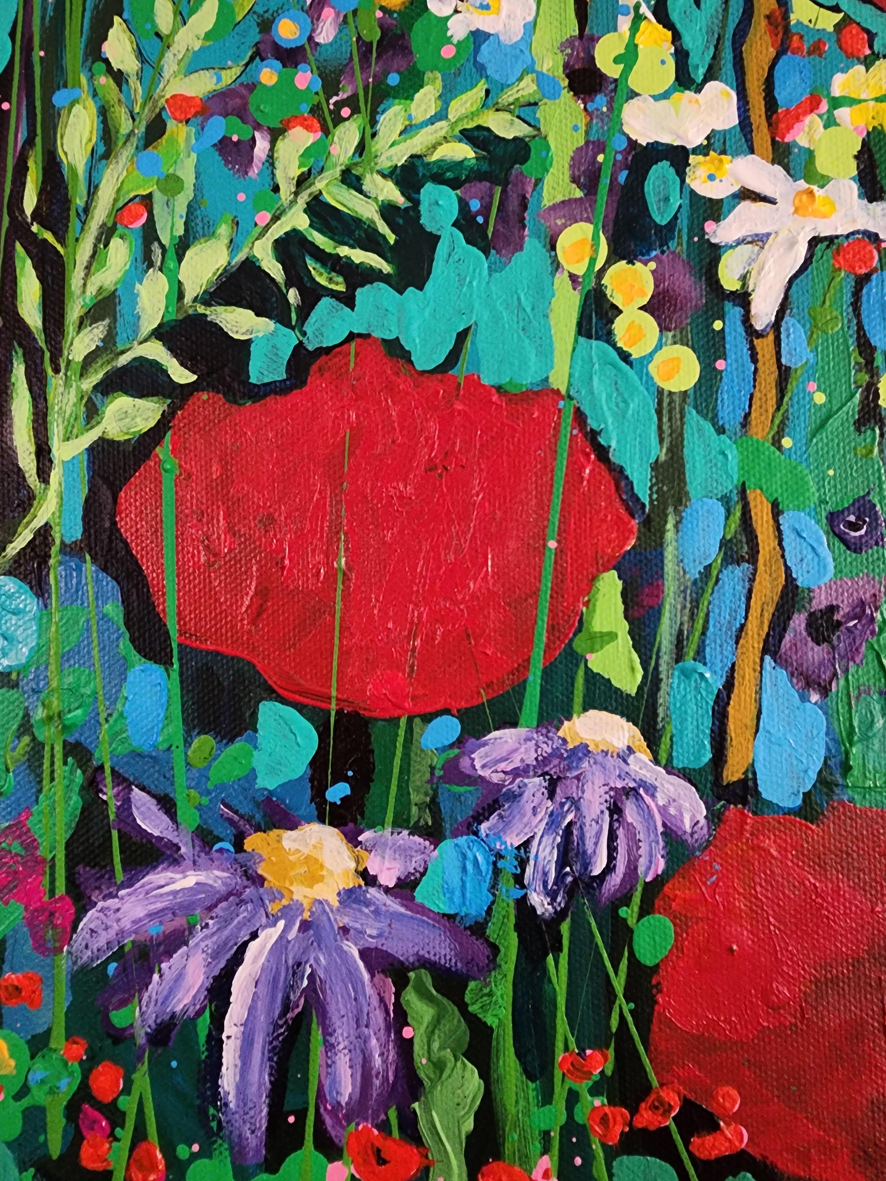 Fantasia floreale - Nature Abstract Bold Statement Colorful Invest Striking Delight - Painting di Karnish Art