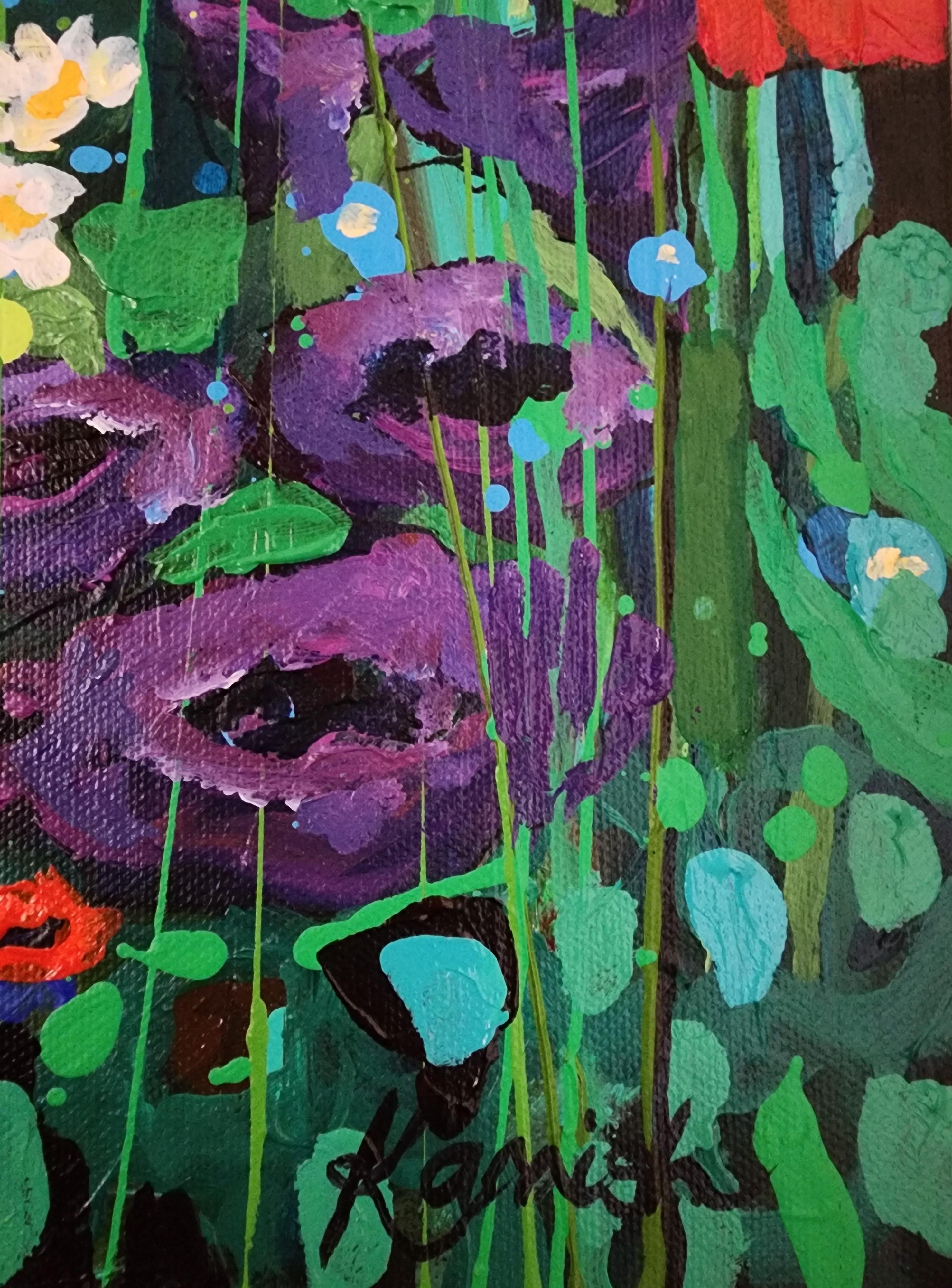 Fantasia floreale - Nature Abstract Bold Statement Colorful Invest Striking Delight - Landscape Painting Grigio di Karnish Art