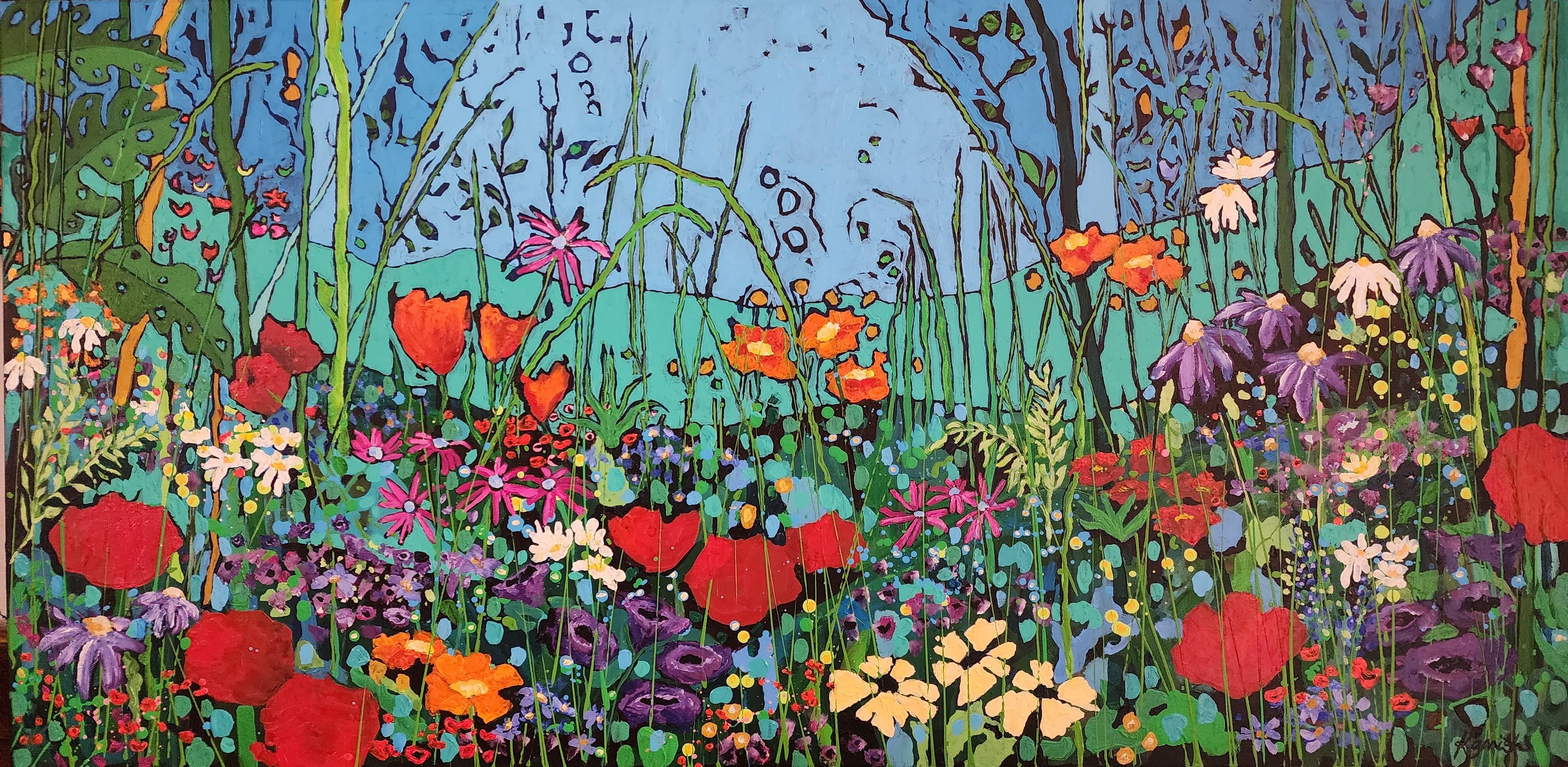 Landscape Painting di Karnish Art - Fantasia floreale - Nature Abstract Bold Statement Colorful Invest Striking Delight