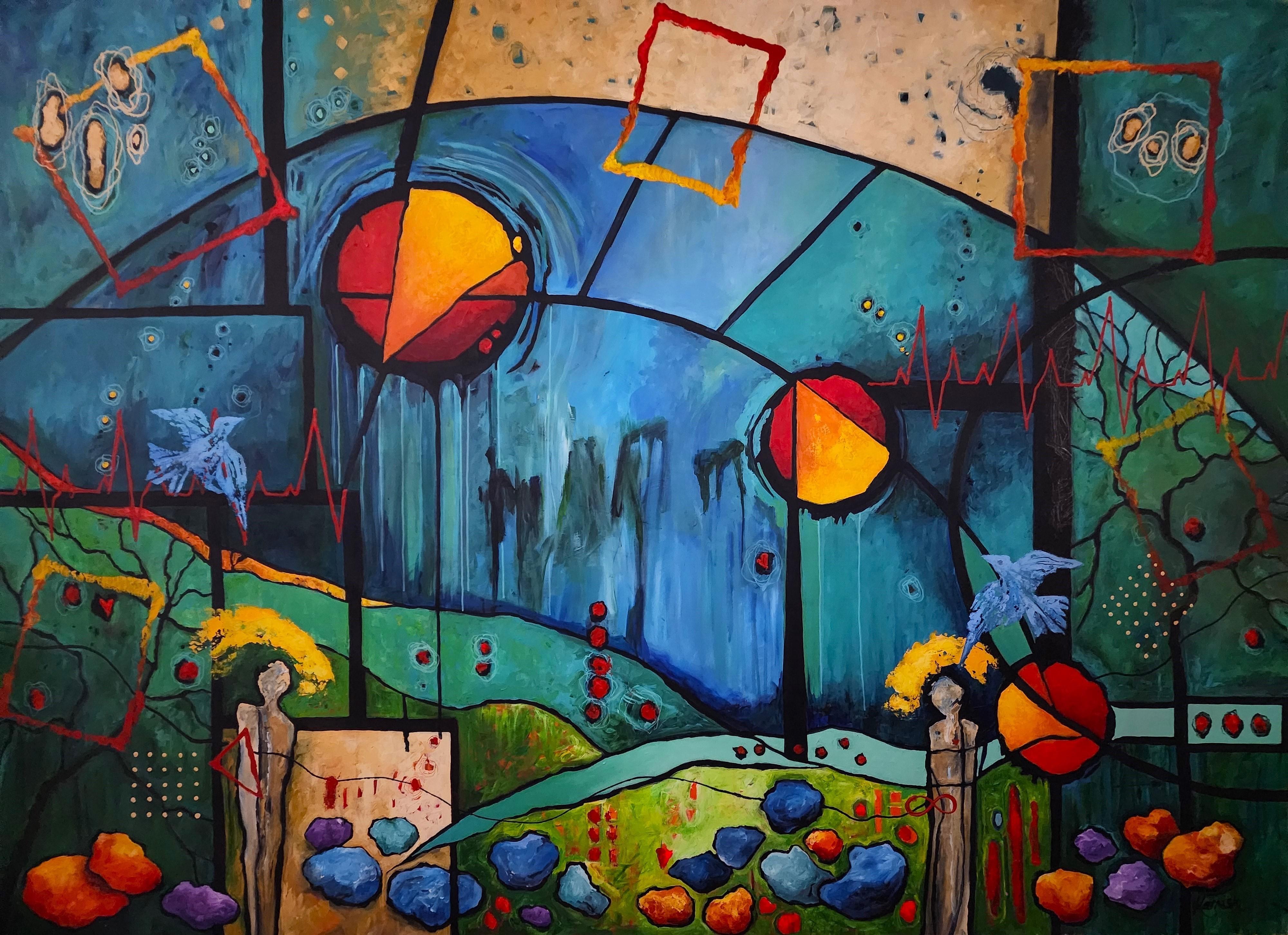 Karnish Art Figurative Painting - Geology of the Heart - Extra-large Abstract Painting Bold Invest Striking Unique