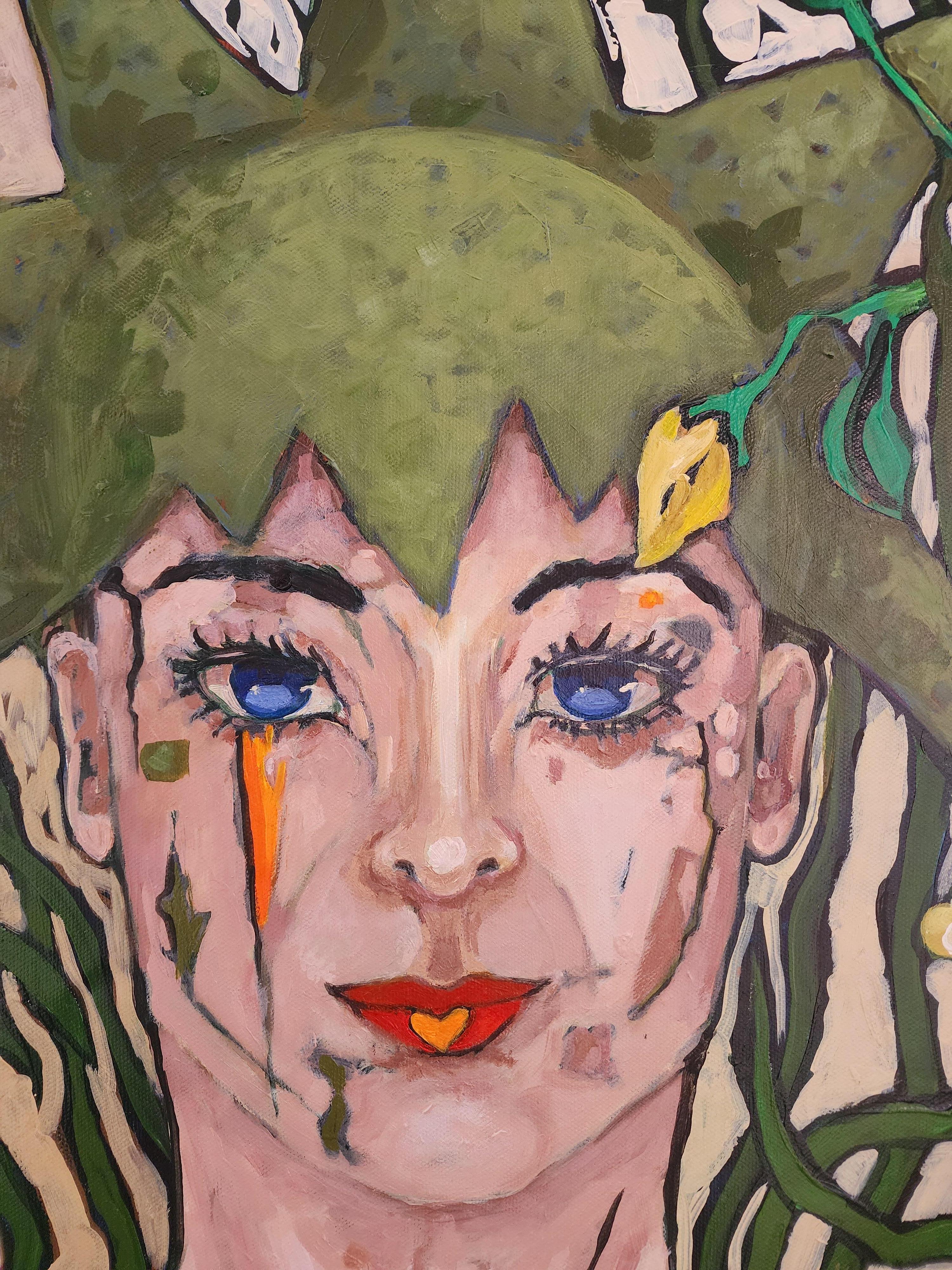 Goddess of Abundance Portrait Abstract Nature Beauty Contemporary Invest - Painting by Karnish Art