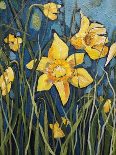 Golden Goose: Original Landscape Painting, Gold, Floral, Vintage Feel, Unique