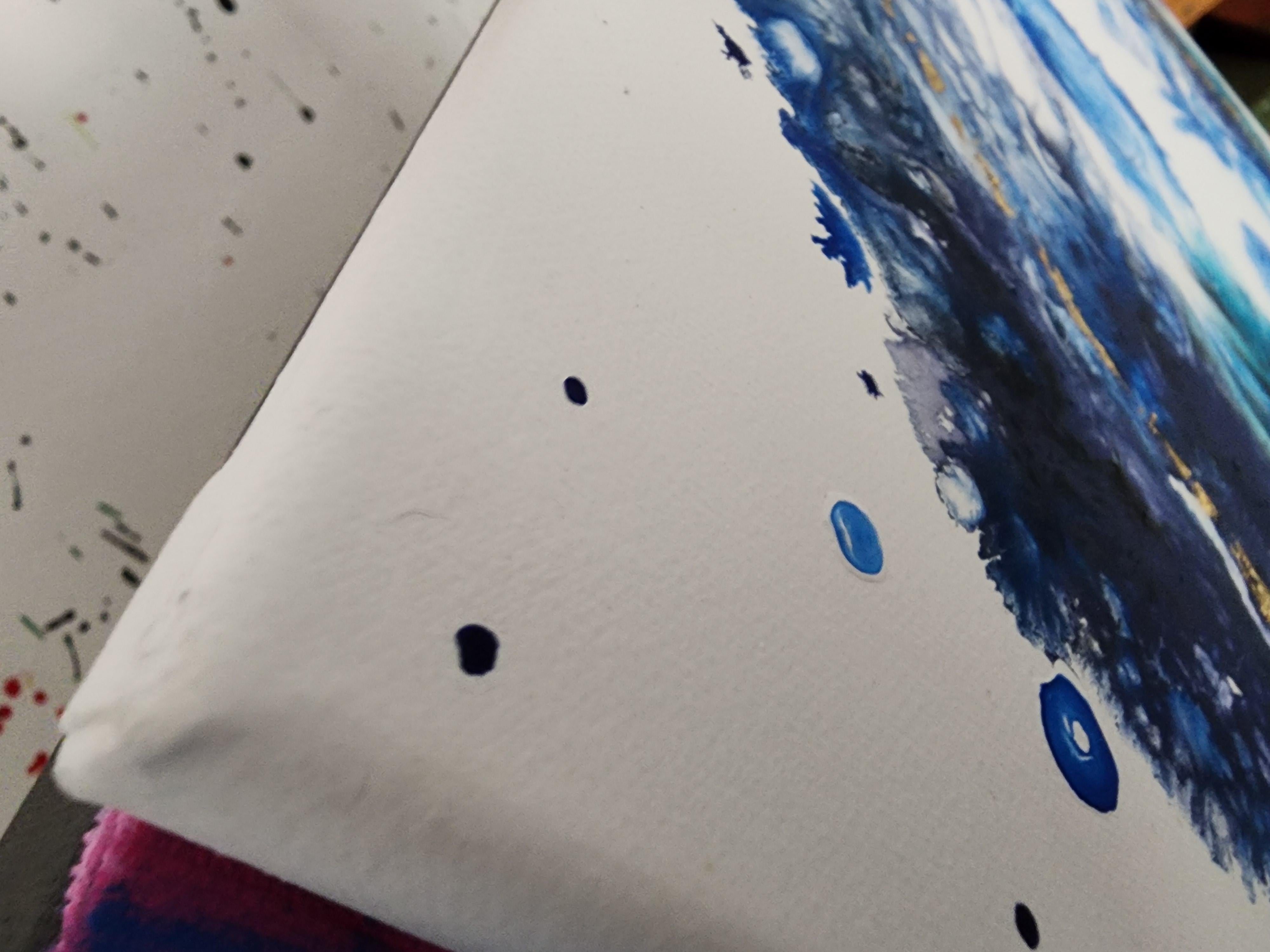 Golden Thread Blue Flow Abstract Expression Gilding Calm Ocean Sea Abundance For Sale 6