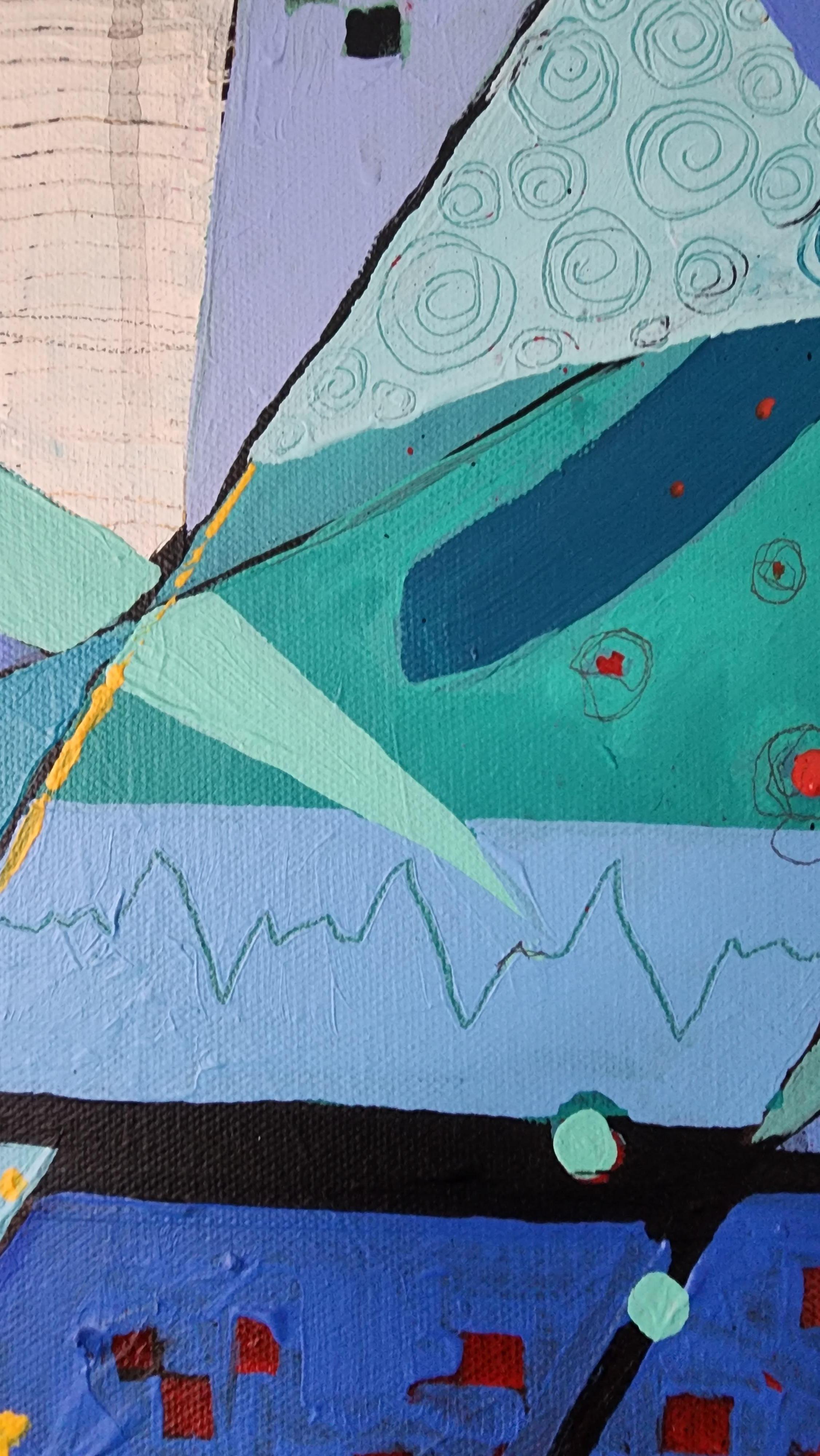 Humanity Joy - Buntes blaues Mittelteil aus abstraktem Invest-Gemälde mit auffälliger Freude im Angebot 12