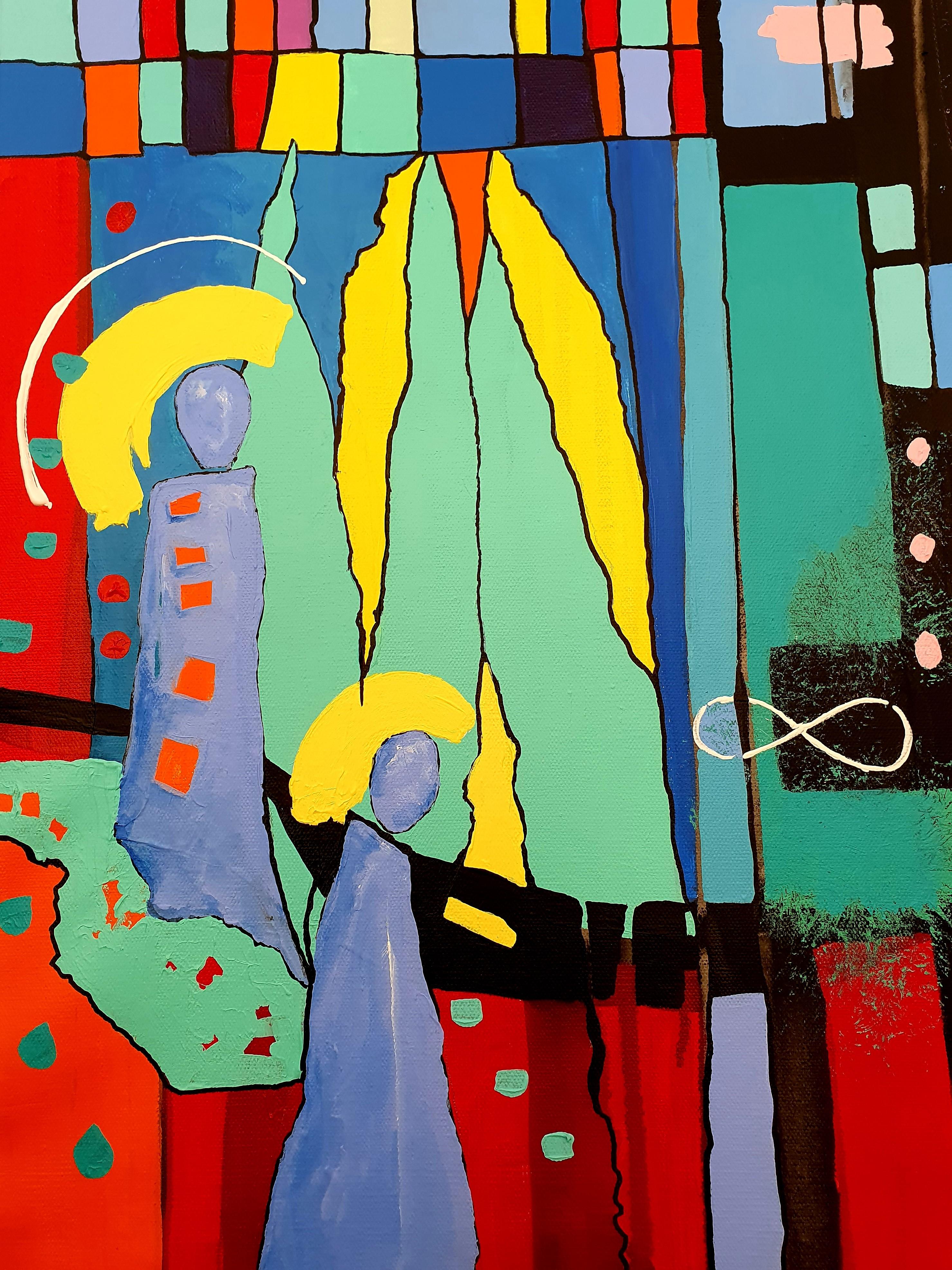 Ich bin König! - Bunte, auffällige, moderne, abstrakte, eindrucksvolle Investment-Intent- Joy (Abstrakter Expressionismus), Painting, von Karnish Art