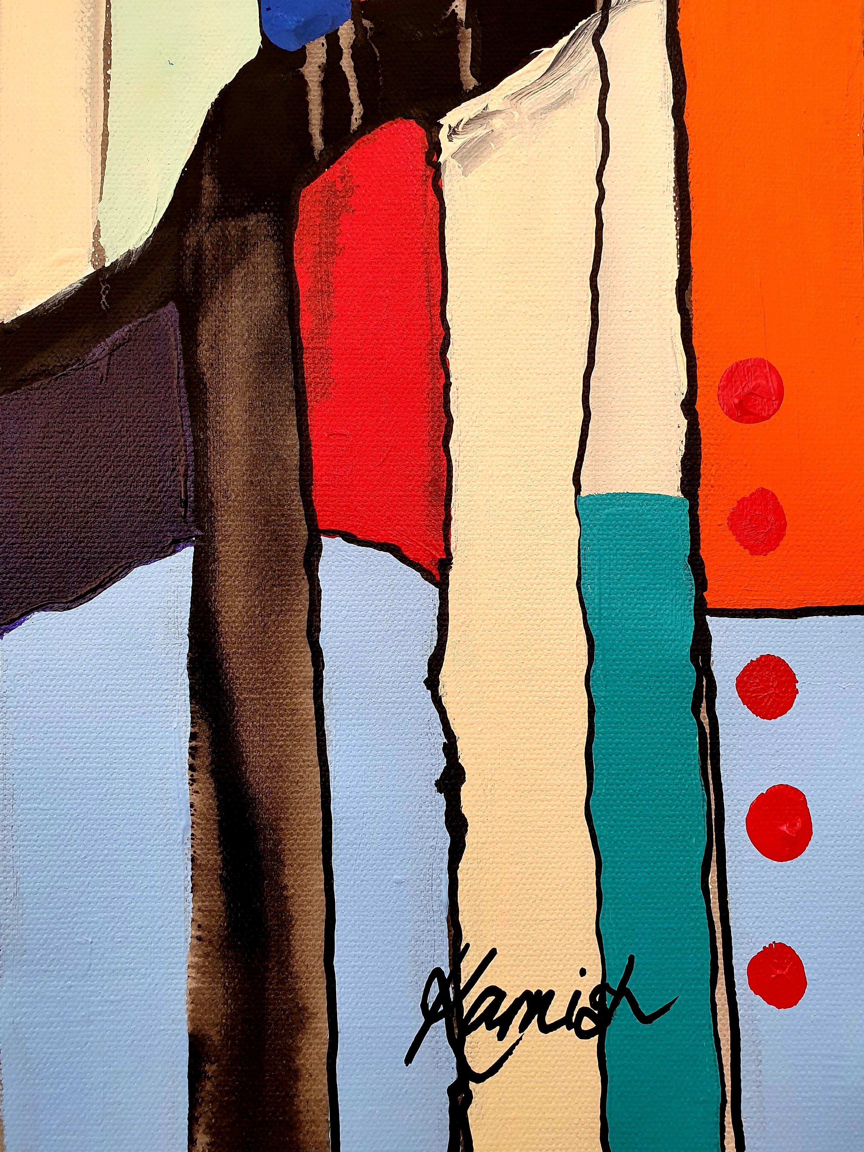 I AM King! - Colorful Striking Modern Abstract Showstopper Investment Intent Joy - Beige Abstract Painting by Karnish Art