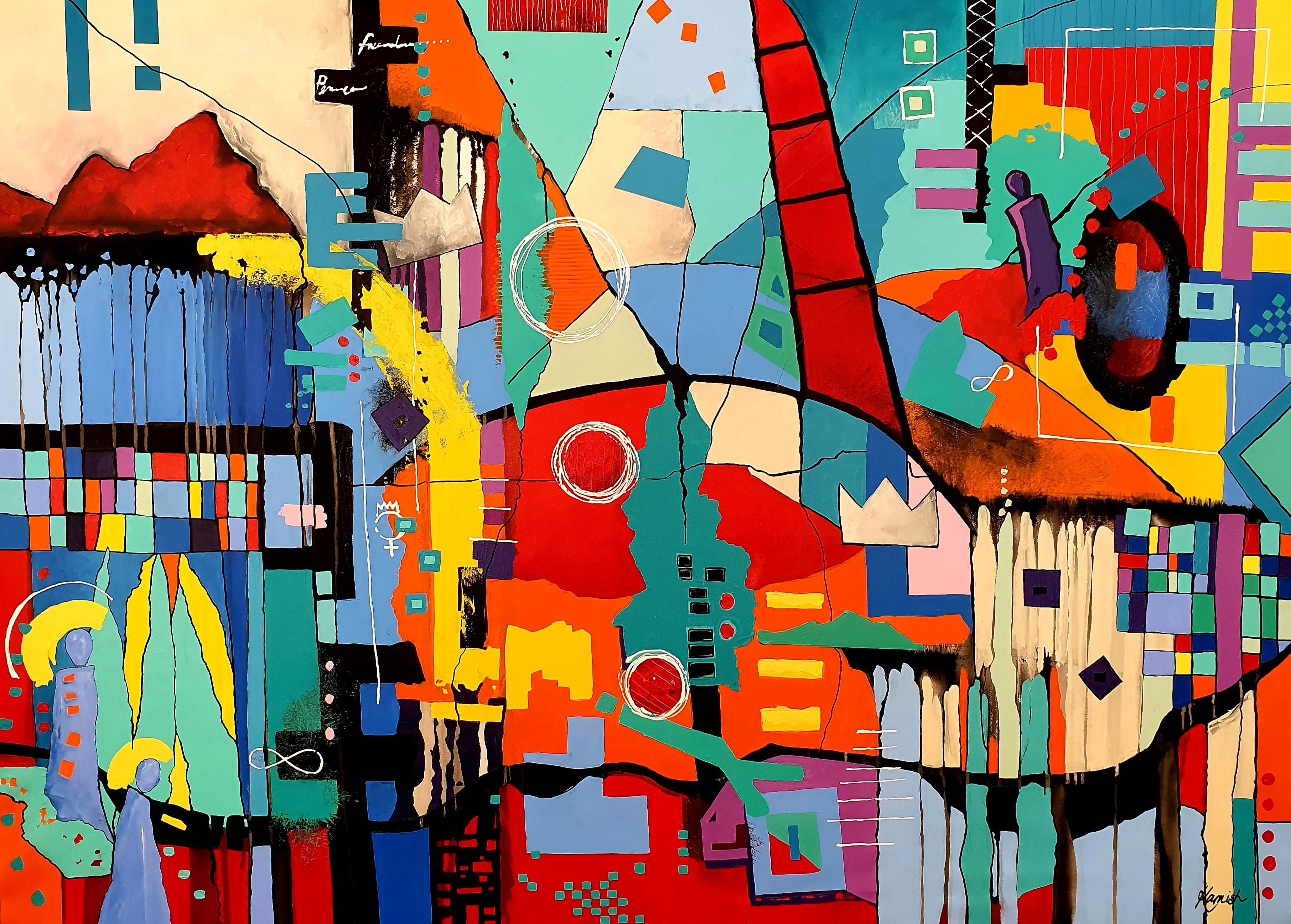 Karnish Art Abstract Painting – Ich bin König! - Bunte, auffällige, moderne, abstrakte, eindrucksvolle Investment-Intent- Joy