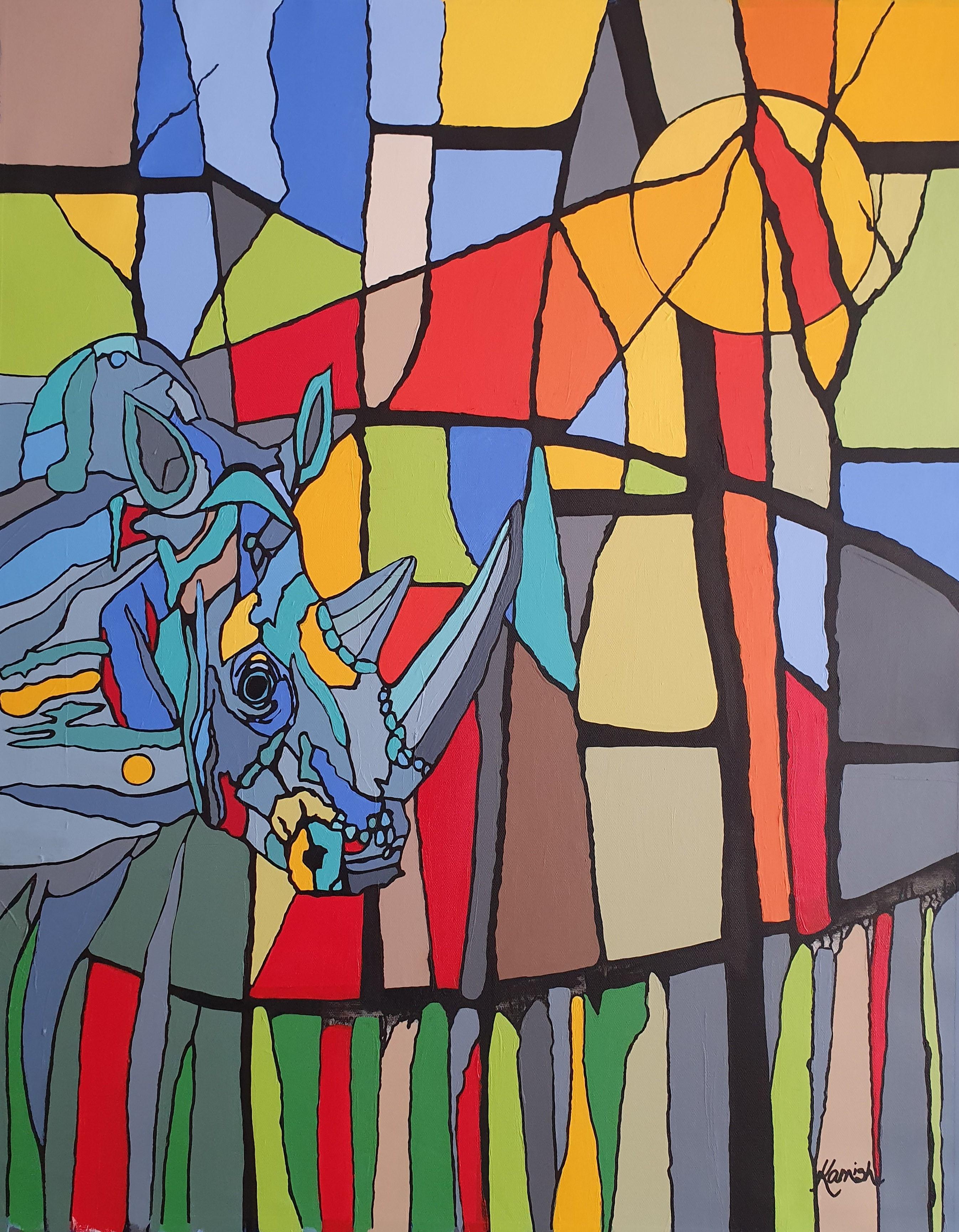 Io Sono Potere - Rinoceronte Modern Color Africa Investimento Bellezza Natura Pittura in vendita 3