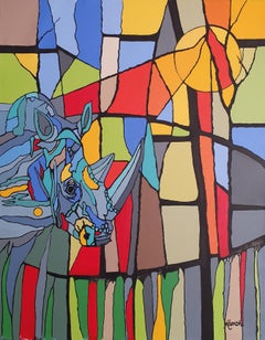I AM Power - Rhino Modern Colorful Africa Investment Beauty Nature Painting