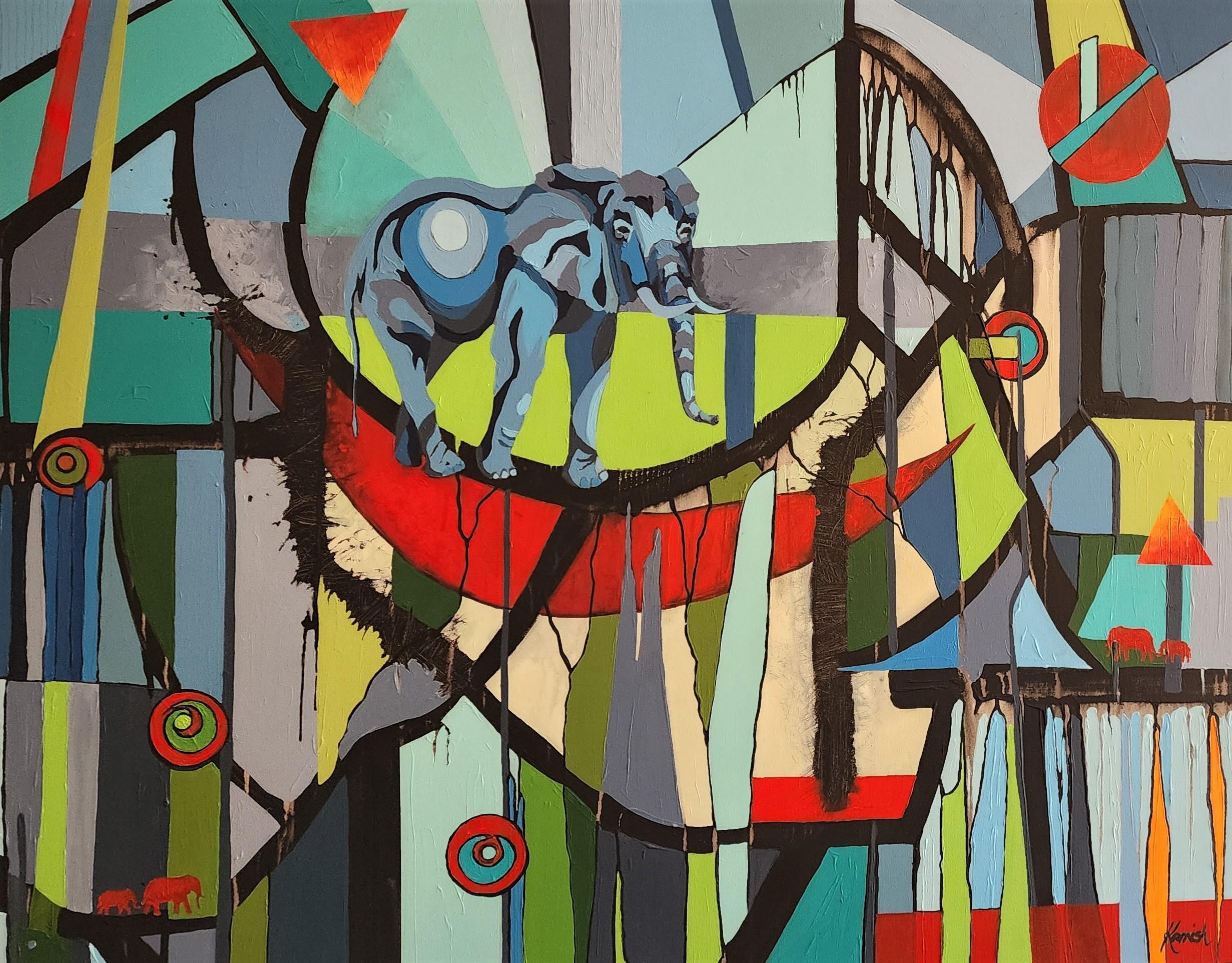 I AM the Kindred Spirit: Large Colorful Abstract Cubism Painting