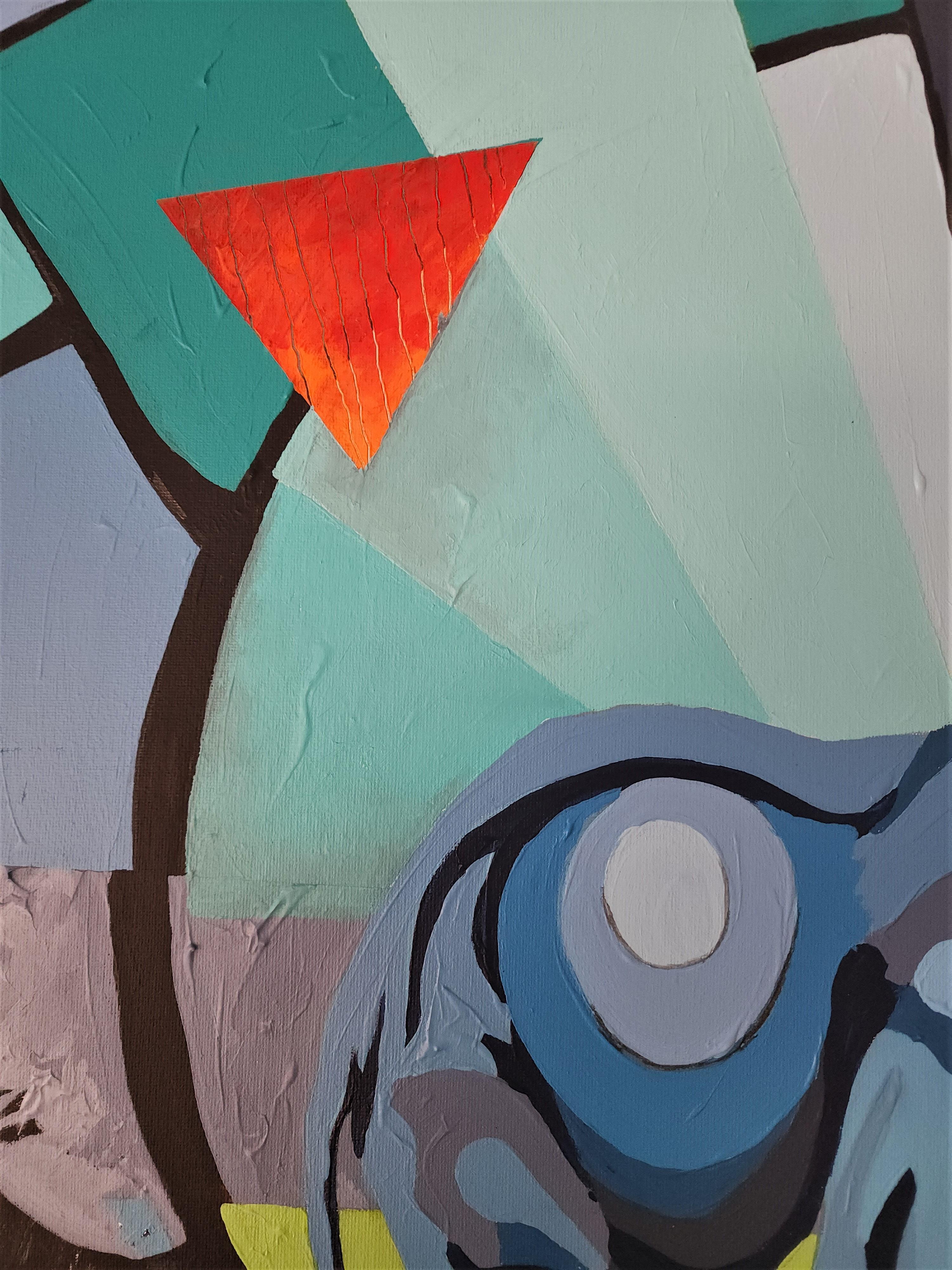 I AM the Kindred Spirit - Extra Large Colorful Elephant Contemporary Painting (peinture contemporaine) - Gris Abstract Painting par Karnish Art