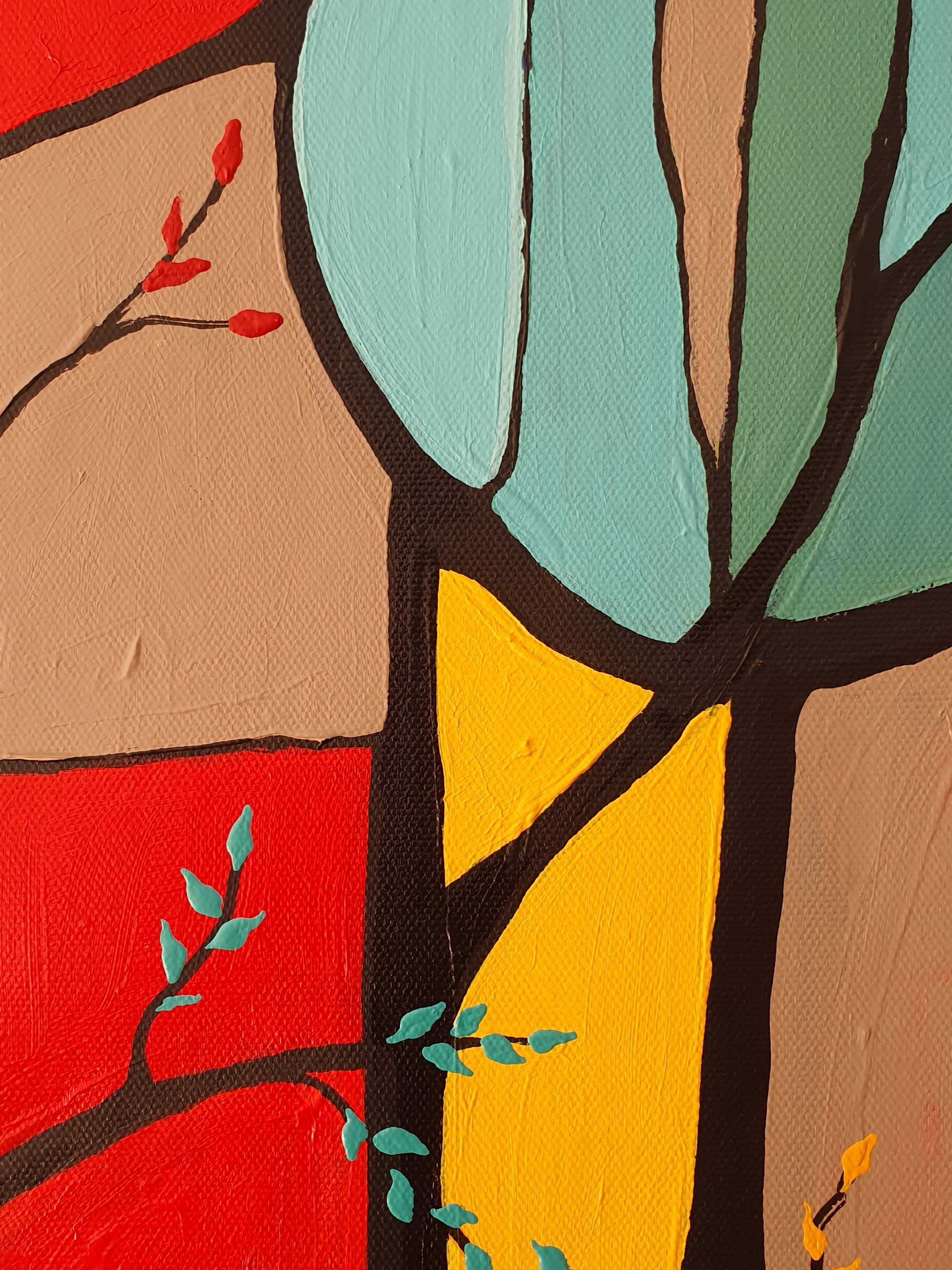 Pittura astratta espressionista Investimento colorato Natura Albero Vibrante Colpo d'occhio - Painting di Karnish Art