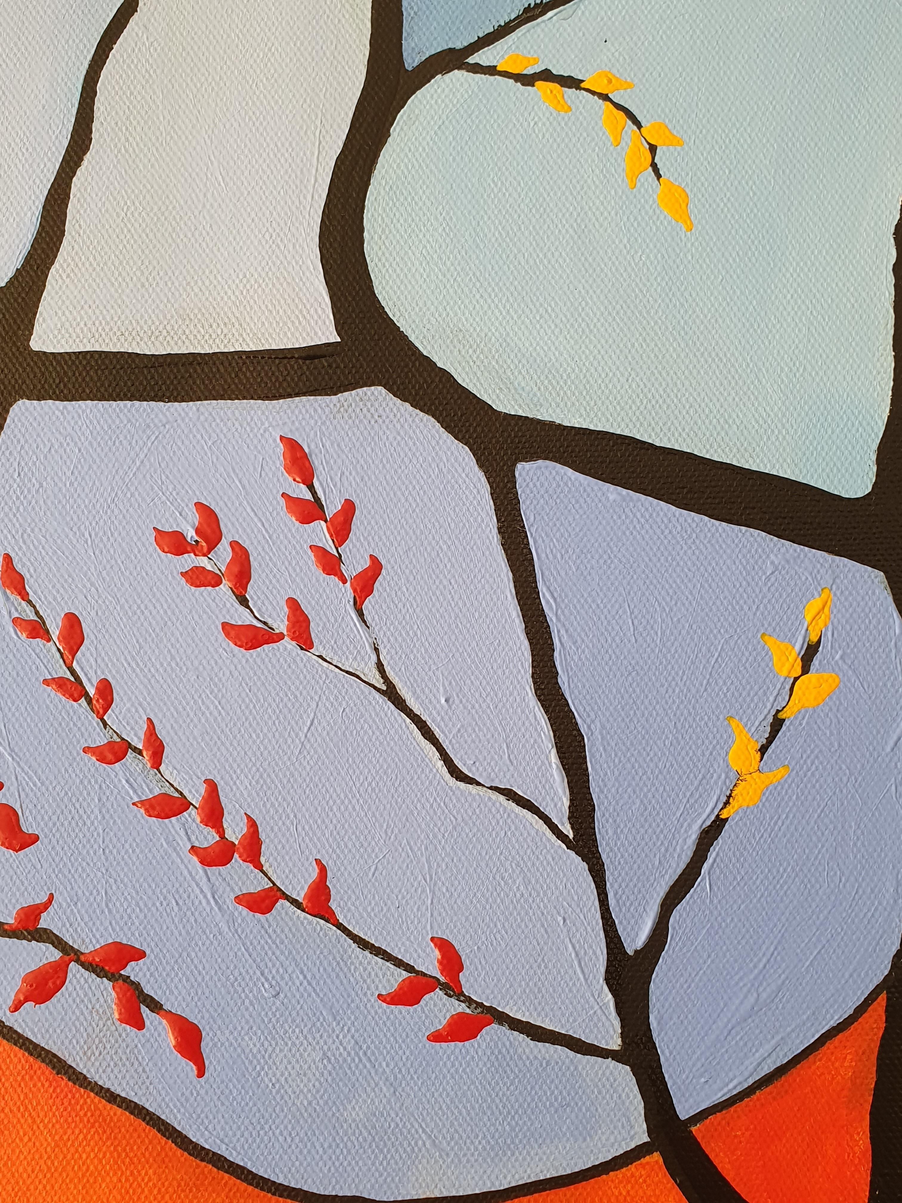 Pittura astratta espressionista Investimento colorato Natura Albero Vibrante Colpo d'occhio - Painting Espressionismo astratto di Karnish Art