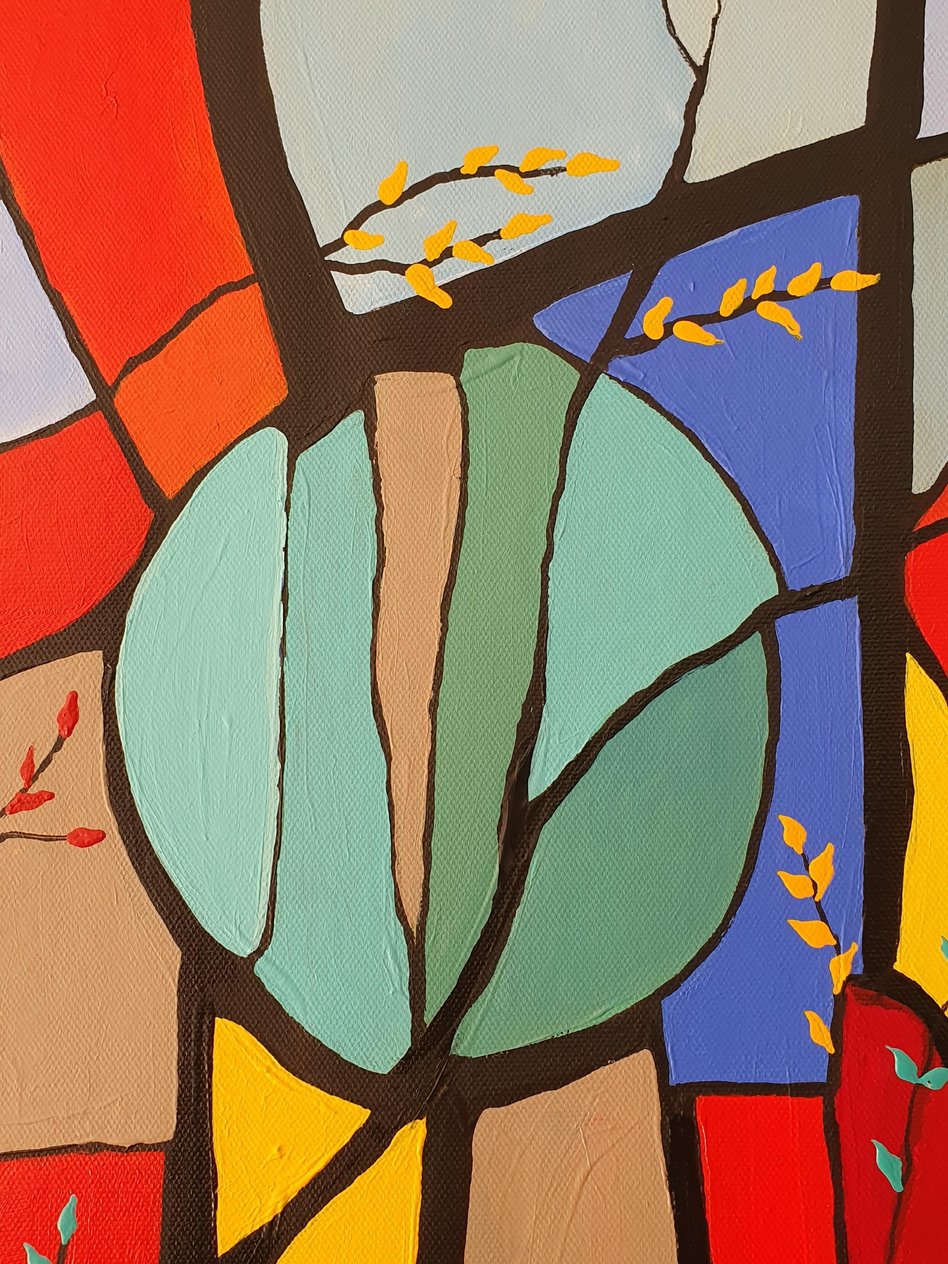 Pittura astratta espressionista Investimento colorato Natura Albero Vibrante Colpo d'occhio 3