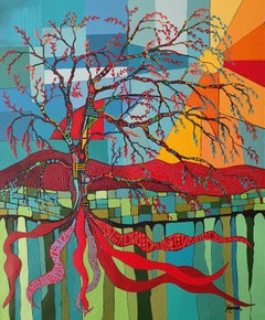 Abstrakt Expressionist Malerei Bunte Investition Natur Baum Schönheit 