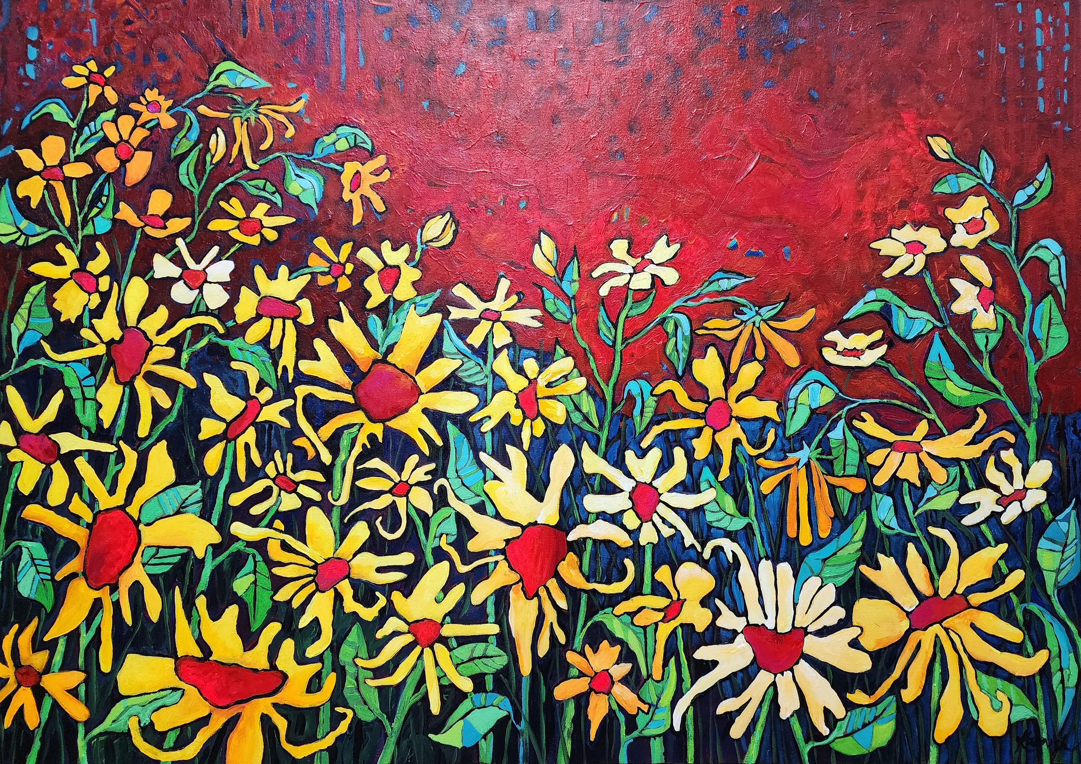 Abstract Painting de Karnish Art - Te llevo en mi corazón - Floral, Atrevida, Pasión, Expresionista, Inversión, Alegría