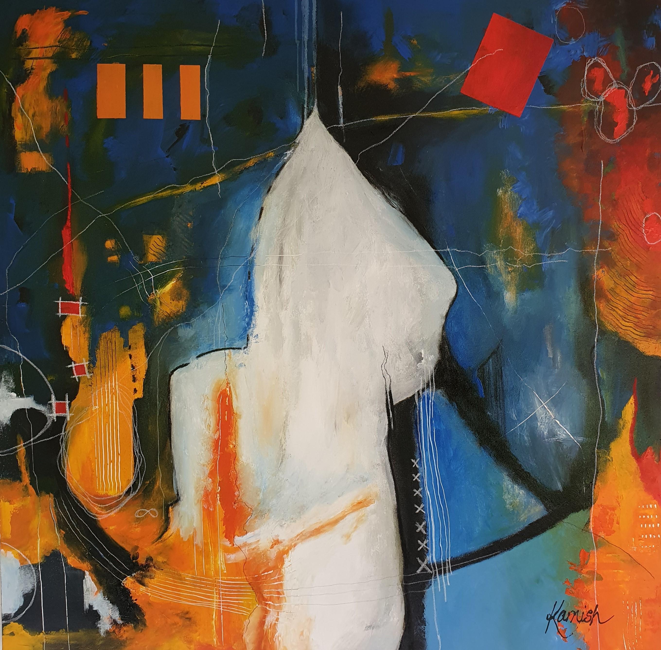 Sogno interconnesso - Investimento maschile astratto contemporaneo colorato e audace