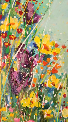 Inwards - Flowers Meadow Colorful Joy Abstract Modern Landscape Peace Impression