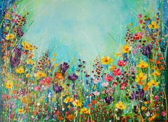 Inwards - Flowers Meadow Colorful Joy Abstract Modern Landscape Peace Impression
