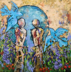 Iris Elation: Abstract Figurative Painting, Original Floral, Focal Point