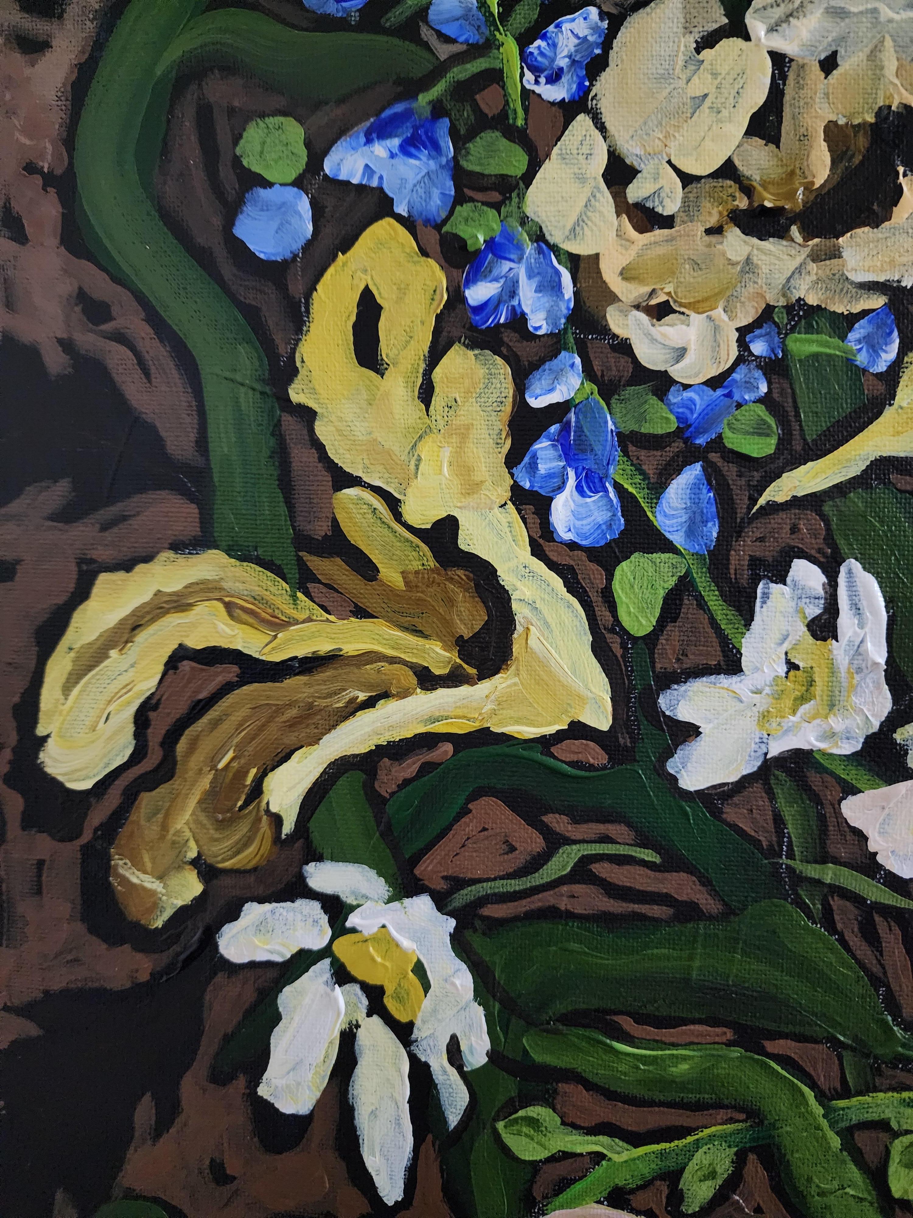 Iris Inspiration - Floral, Abstract, Contemporary, Nature, Soft tones, Original - Abstract Expressionist Painting by Karnish Art
