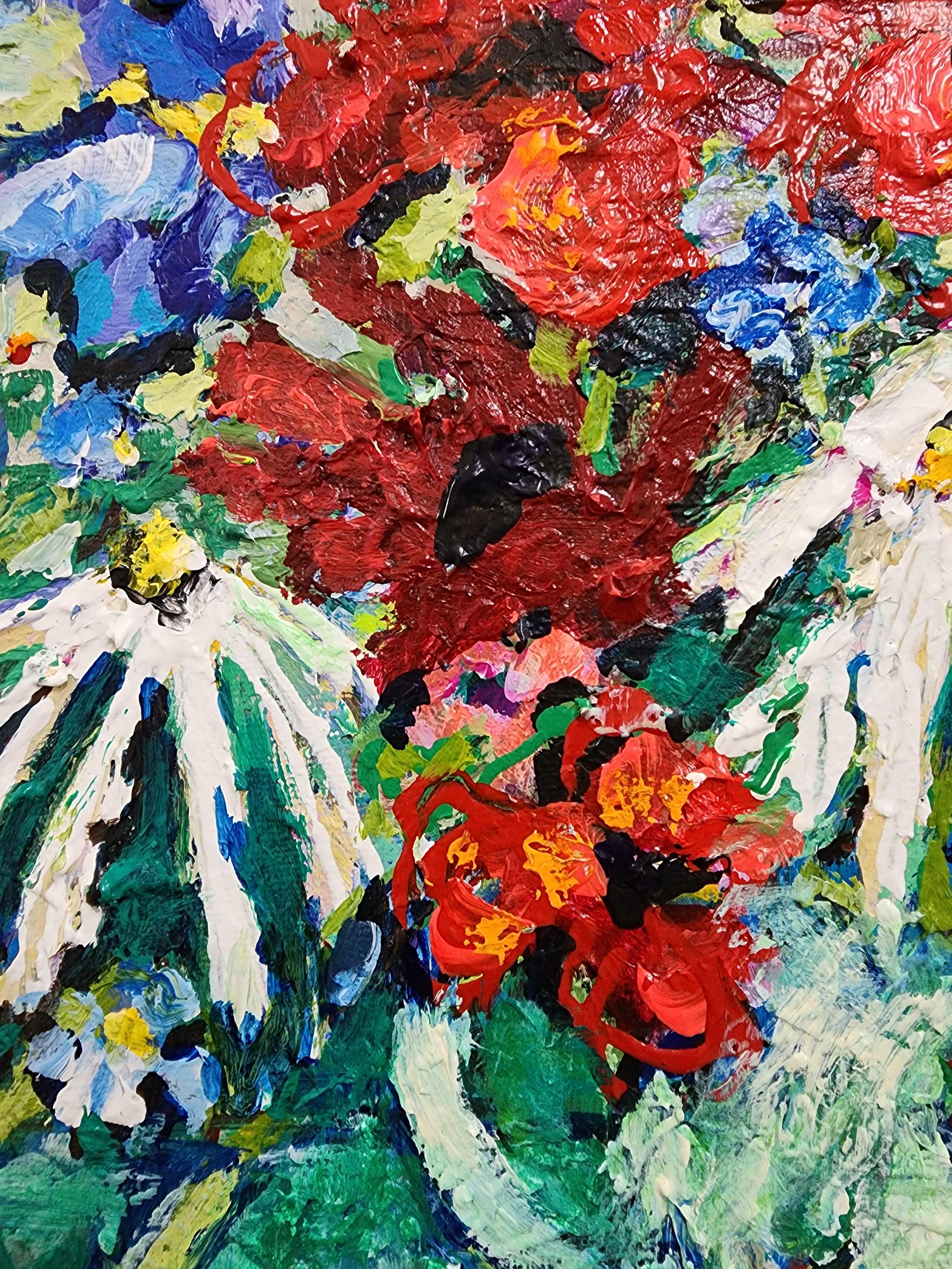 It's Beautiful - Floral Still-life Colorful Delight Flowers Bouquet Mother Earth (en anglais) - Expressionnisme abstrait Painting par Karnish Art