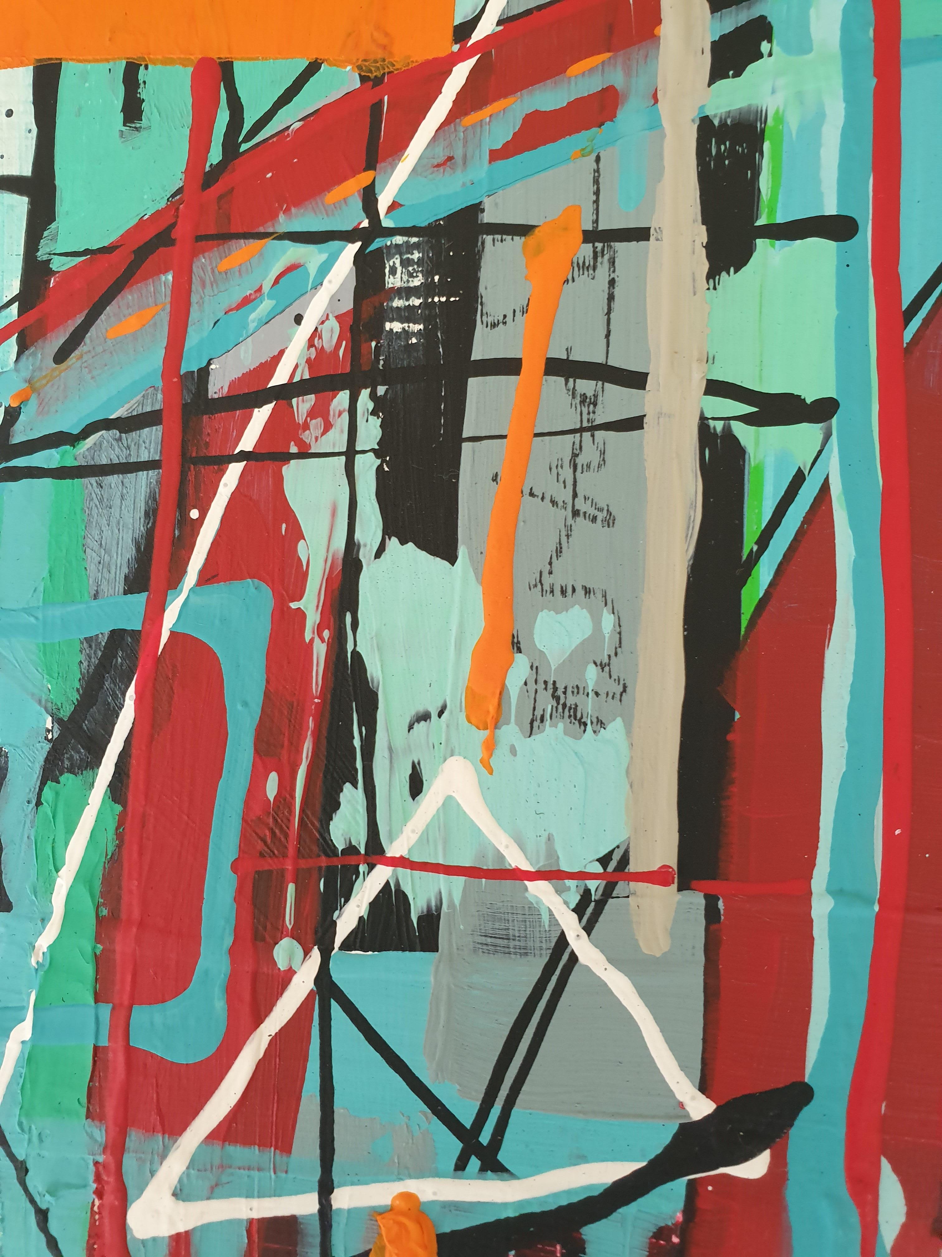 Pintura Caleidoscopio Colorido Alegría Contemporáneo Figurativo Abstracto Acrílico Óleo - Abstract Painting Azul de Karnish Art
