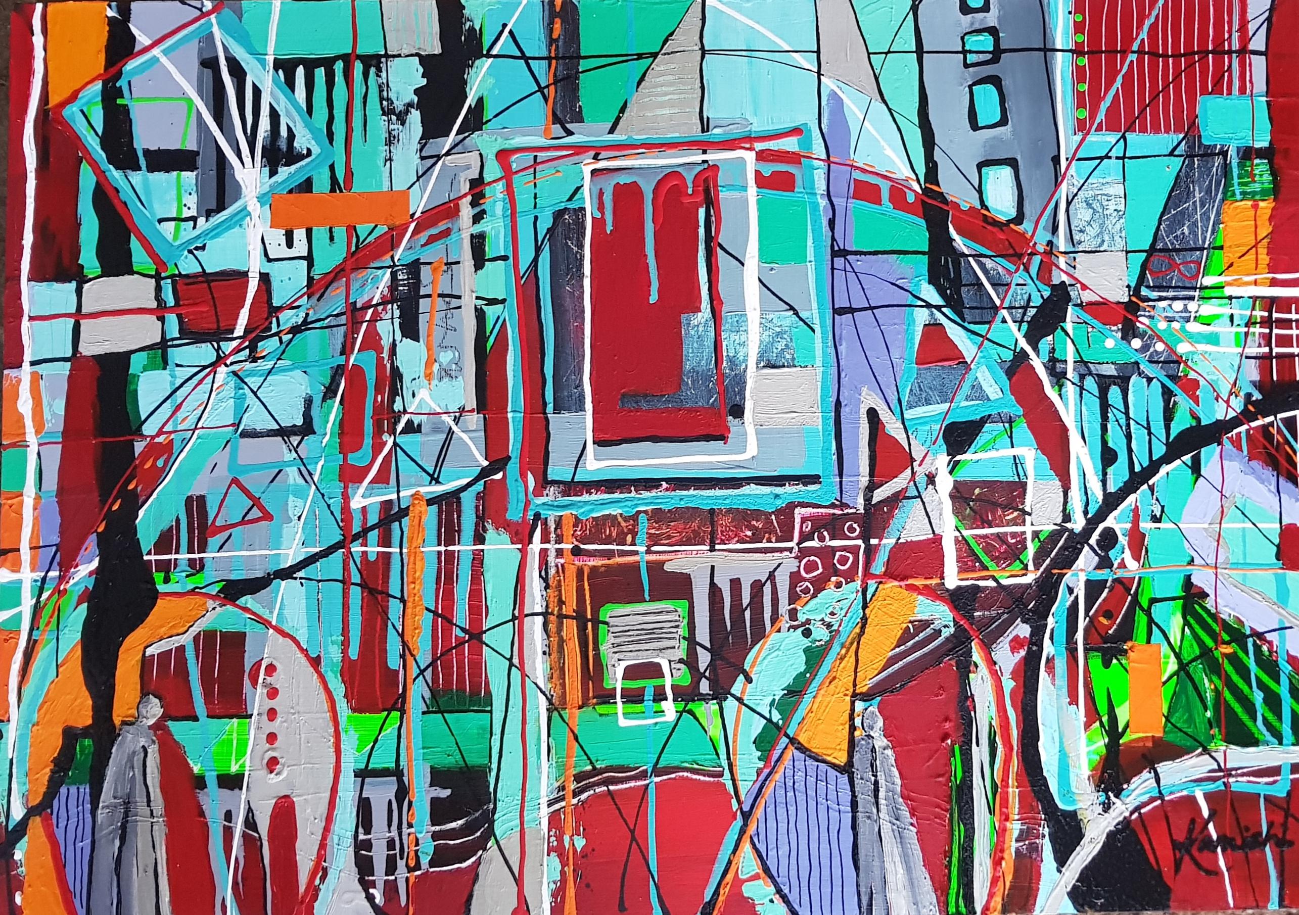 Pintura Caleidoscopio Colorido Alegría Contemporáneo Figurativo Abstracto Acrílico Óleo