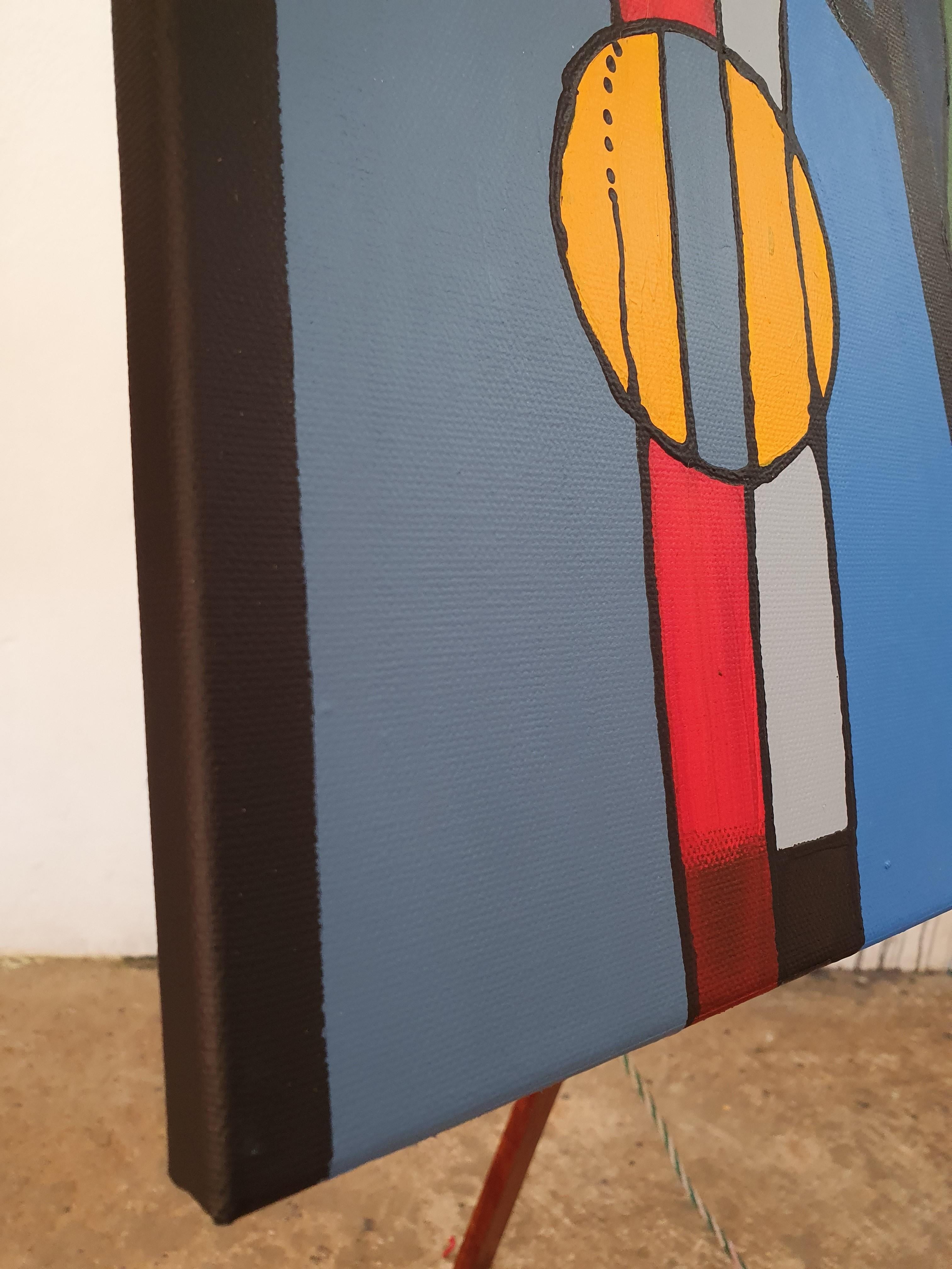 Liberty Malerei Modern Kubismus Elefant Bunt Invest Kunstwerk Original Bold im Angebot 5