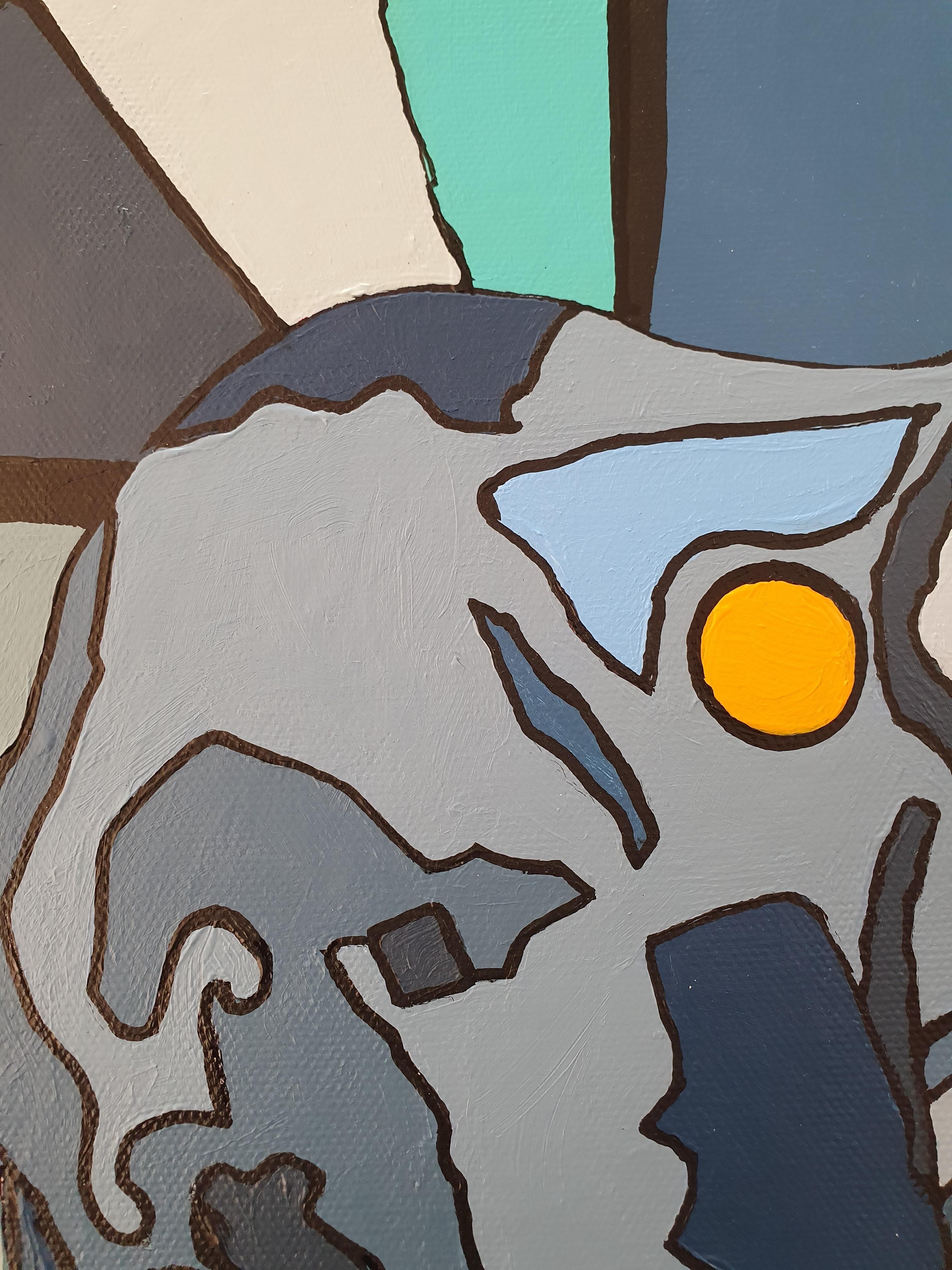 Liberty Malerei Modern Kubismus Elefant Bunt Invest Kunstwerk Original Bold im Angebot 4