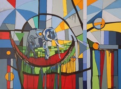 Liberty Painting Modern Cubism Elephant Colorful Invest Artwork Original Bold
