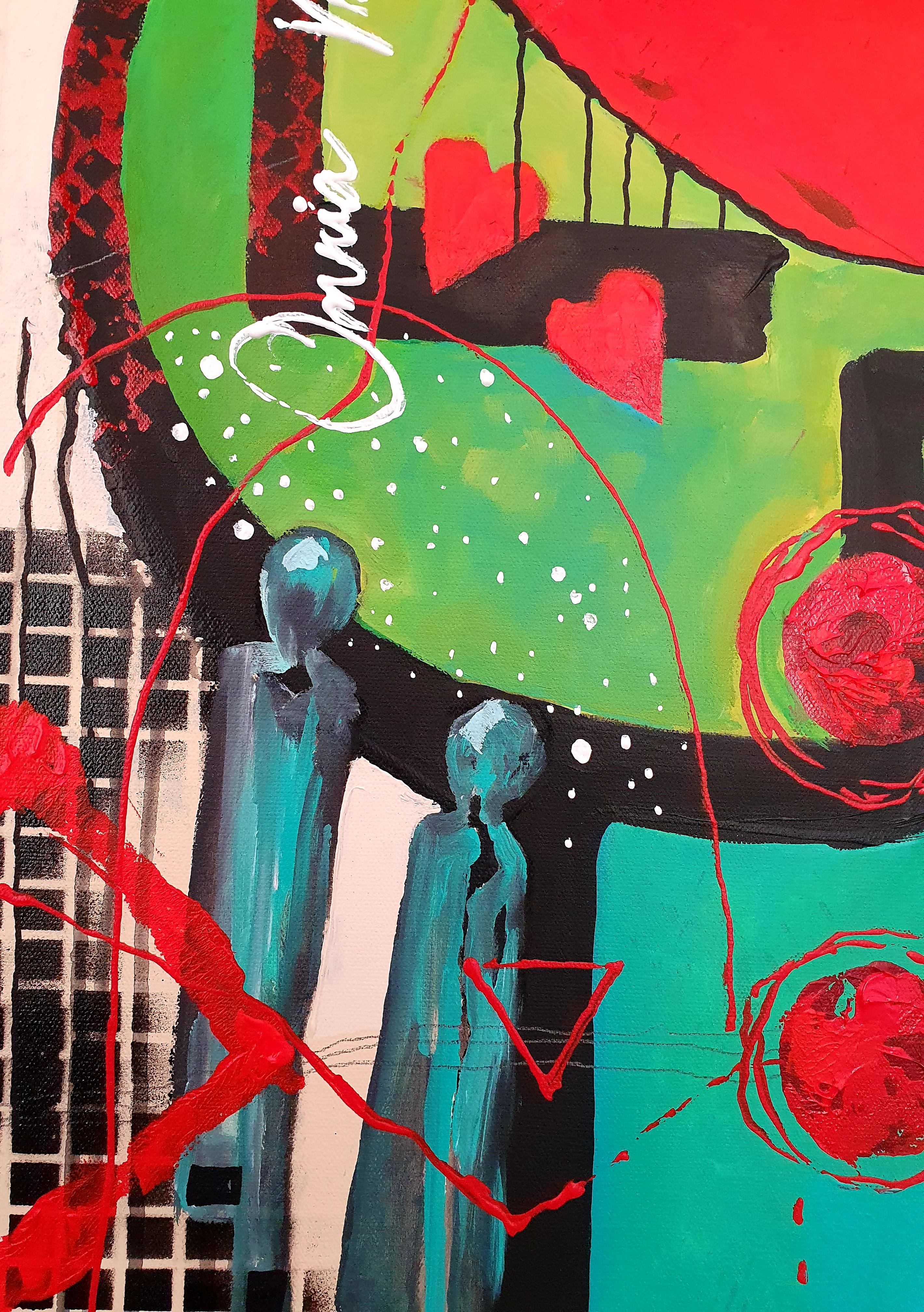 Love Conquers All - Omnia Vincit Amor Extra Large Abstract Investment Bold Color - Painting by Karnish Art